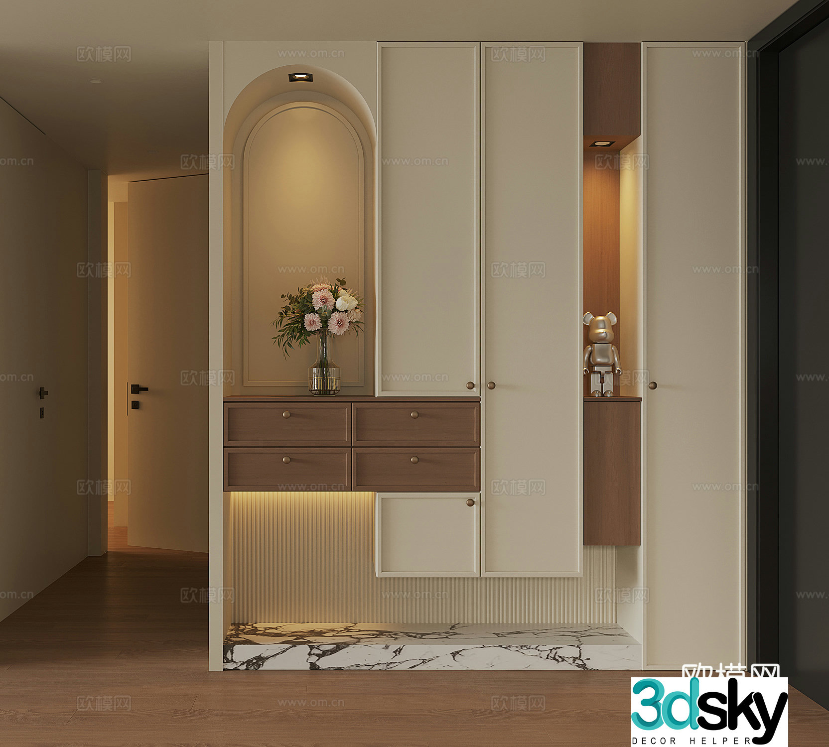 Modern home entrance shoe cabinet 3D model