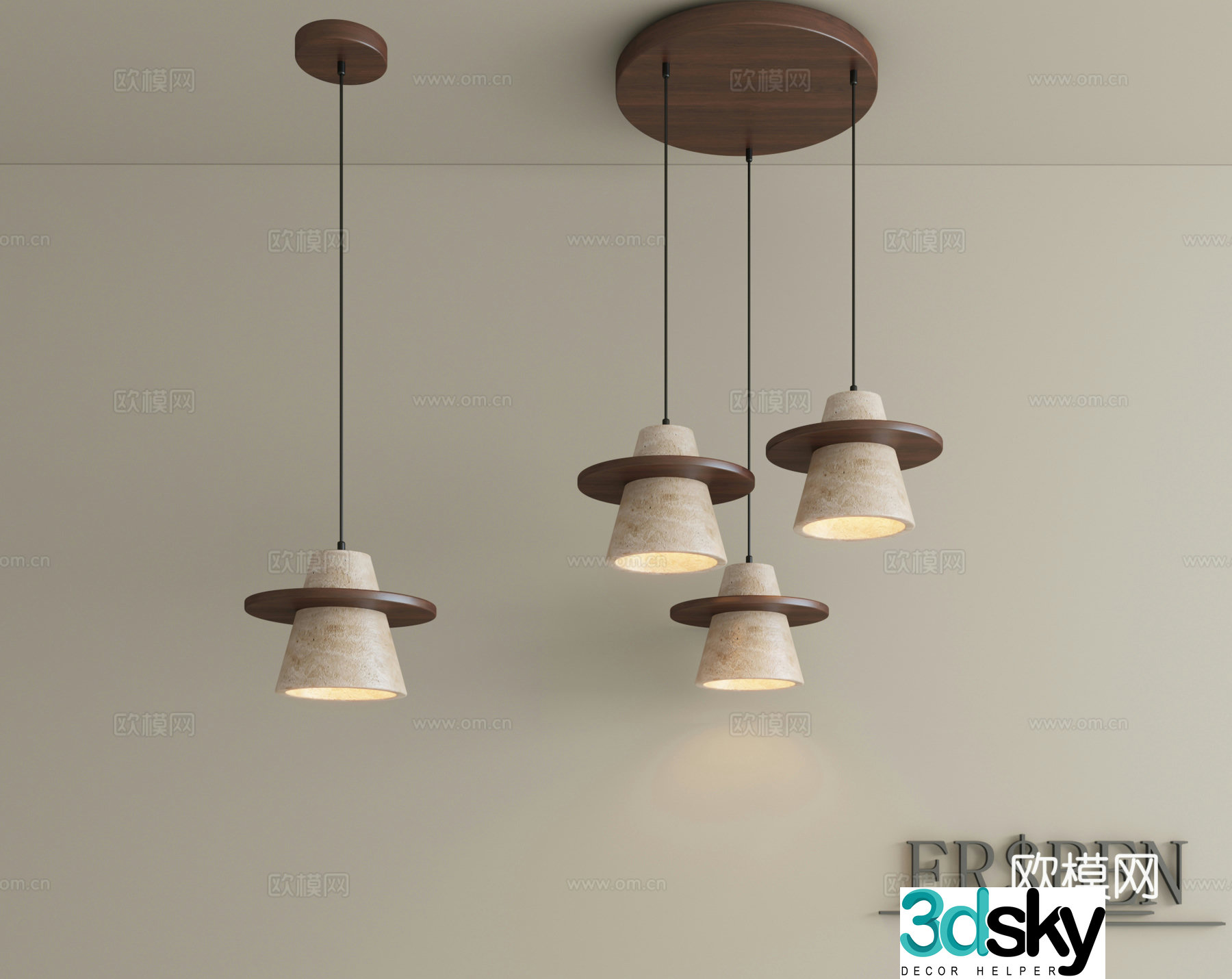 Middle Ages of Wasabi Fenghuang Cave Stone Restaurant Chandelier Eye Protection Solid Wood Bedroom Bedside Small Chandelier 3D Model