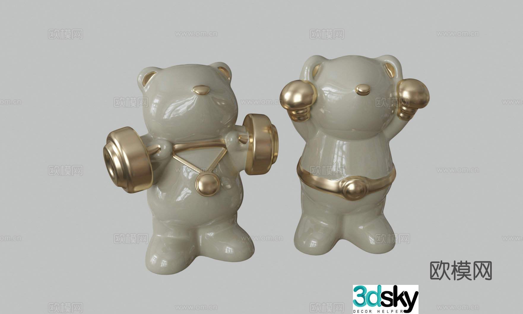 Modern bear ornament 3d model