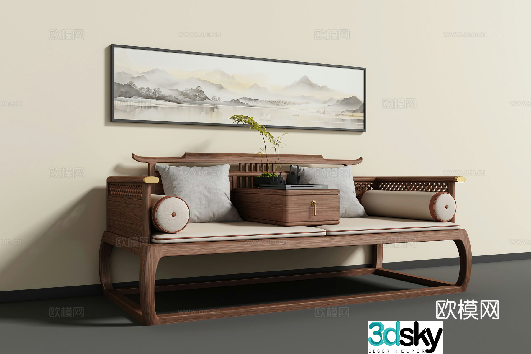 New Chinese Arhat Bed 3D Model