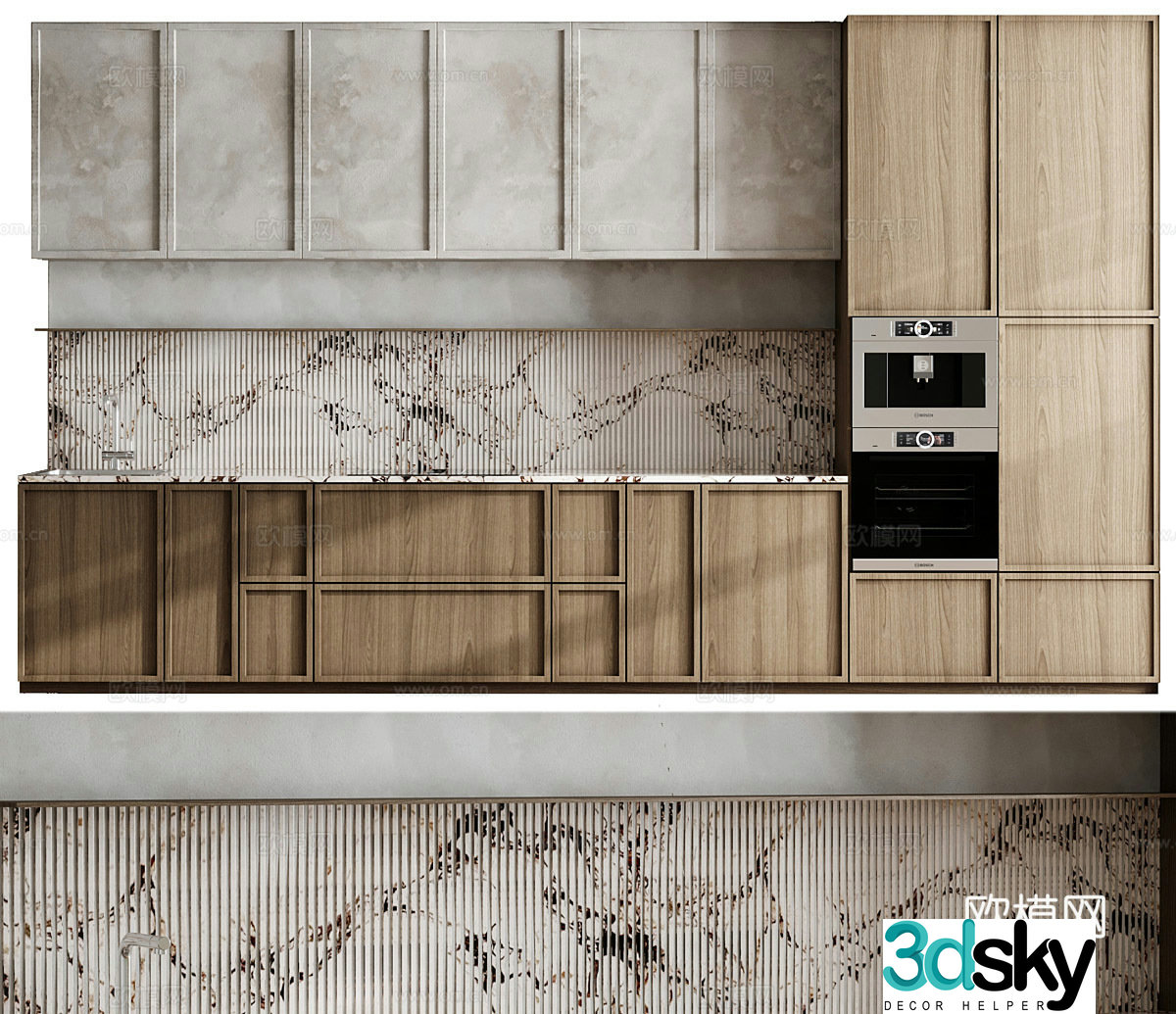 Medium-old kitchen cabinet cabinet cabinet wall cabinet integrated cabinet 3D model