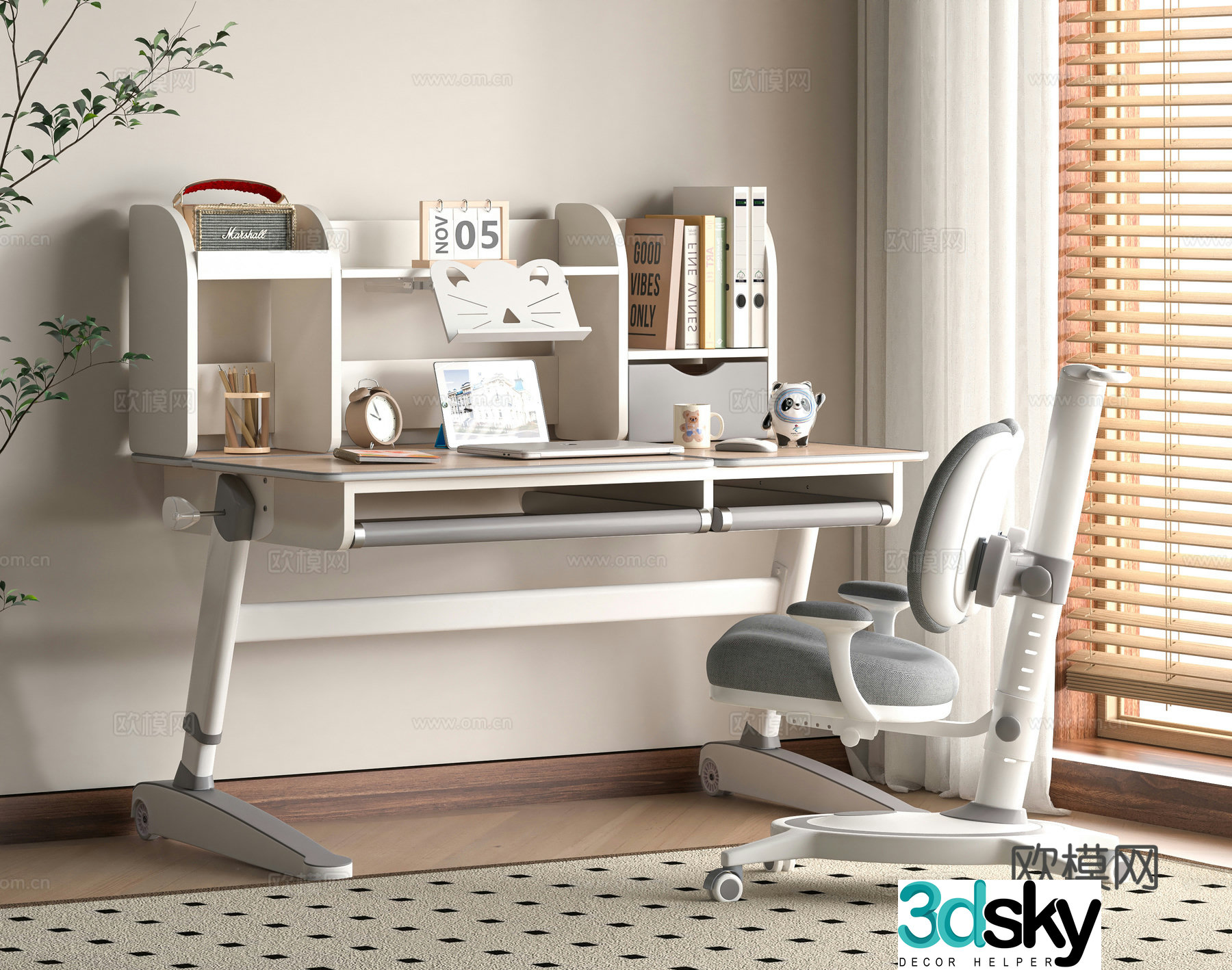 Modern children’s desk and chair 3d model