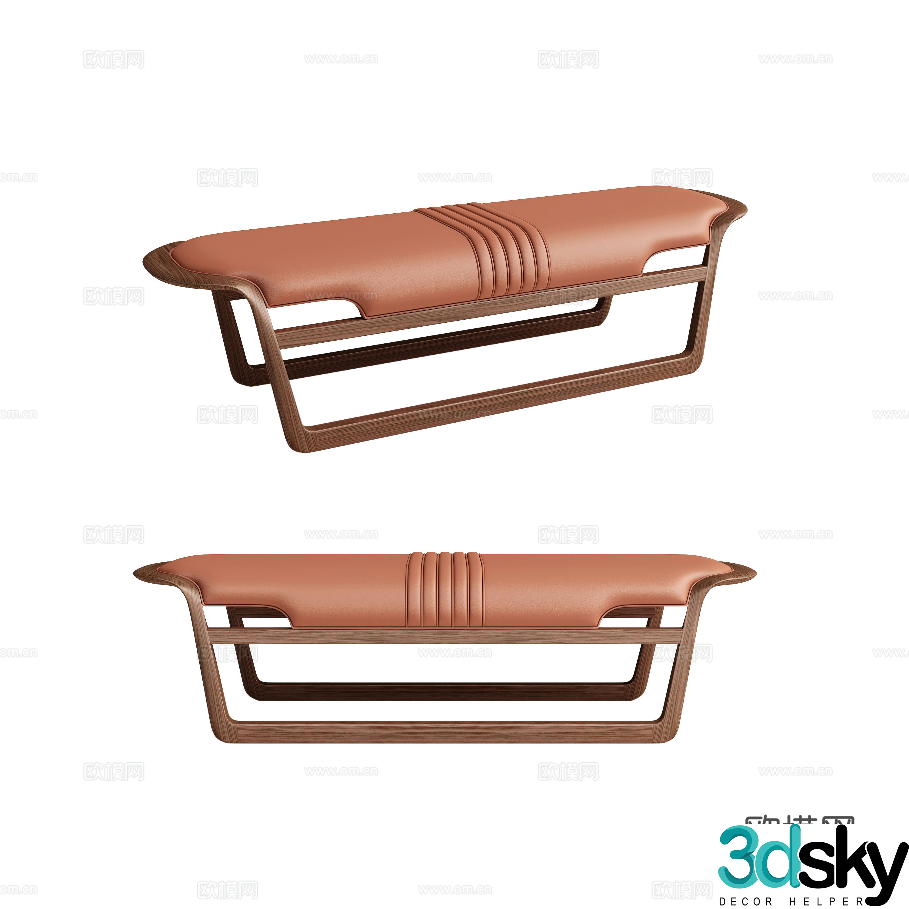 New Chinese style bed stool 3D model