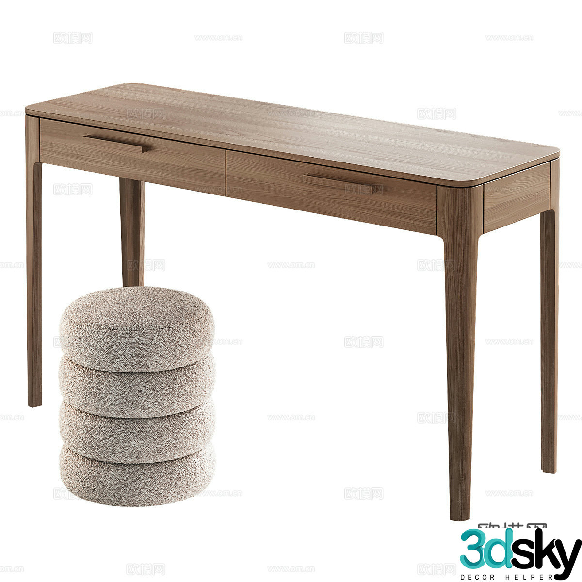 New Chinese solid wood dressing table 3D model