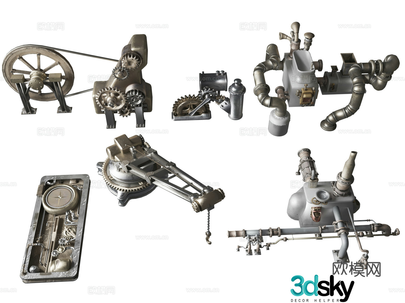 Gears District – Steampunk Building Steampunk Parts 3D Model