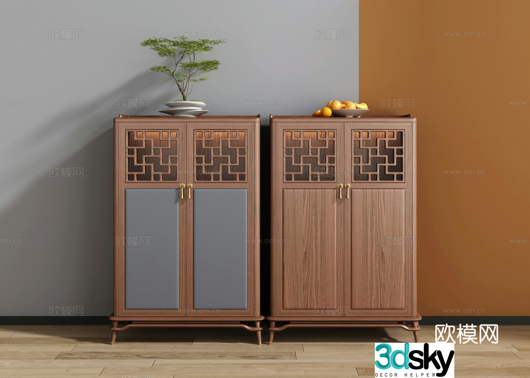 New Chinese style decorative cabinet 3D model