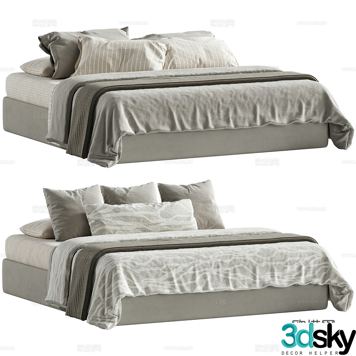 Background double bed 3d model