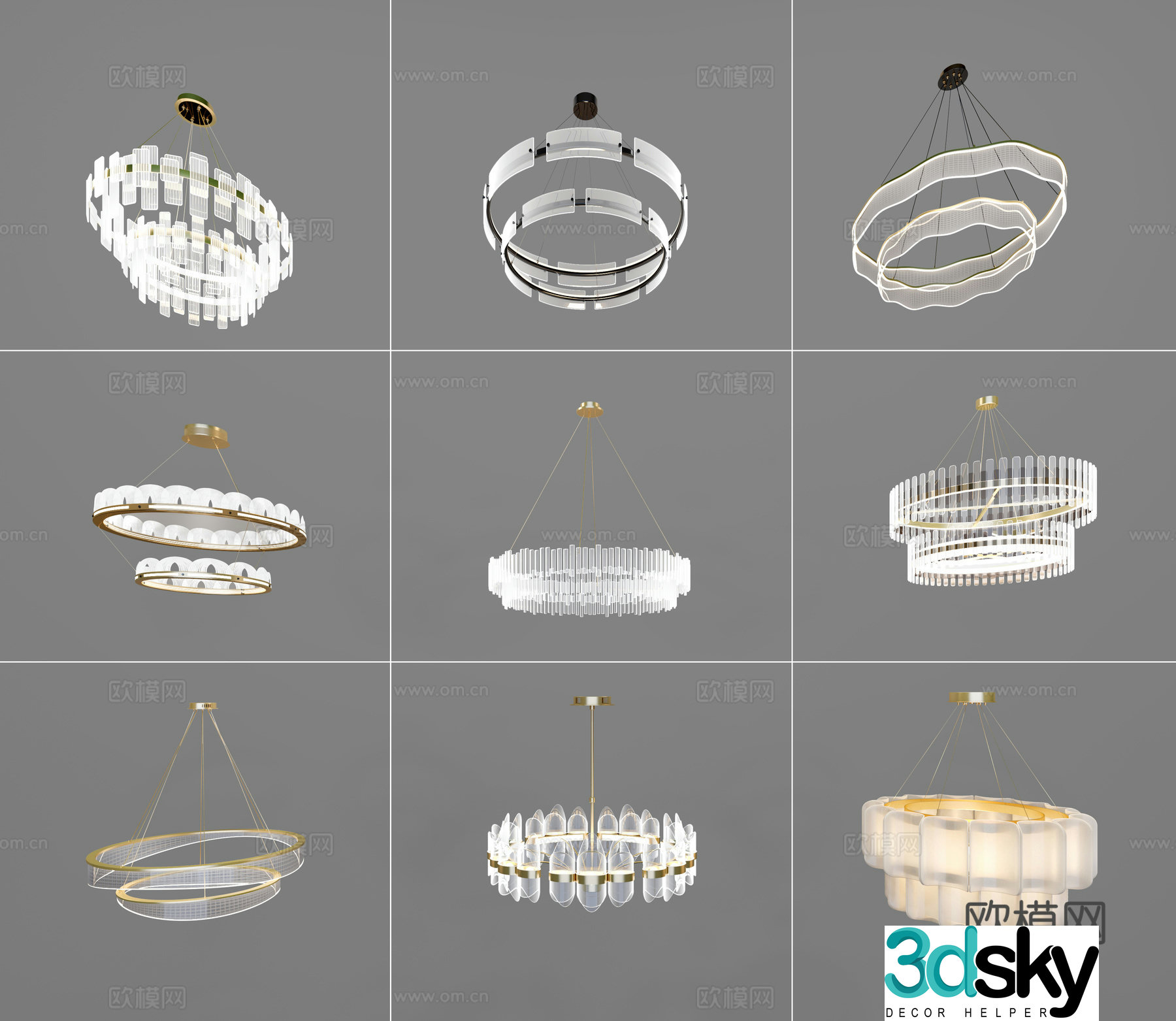 Modern crystal chandelier 3d model