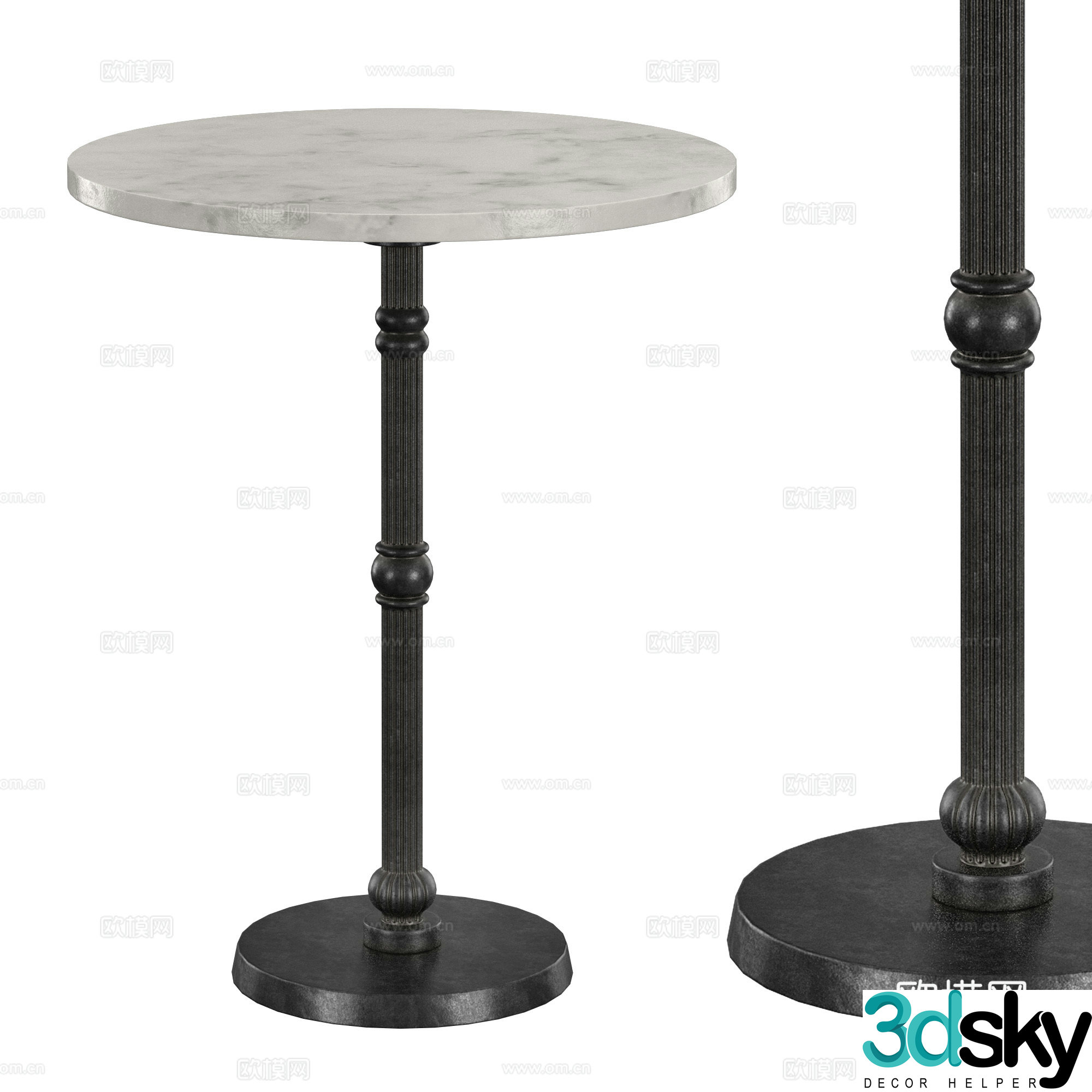French light luxury marble round edge 3D model