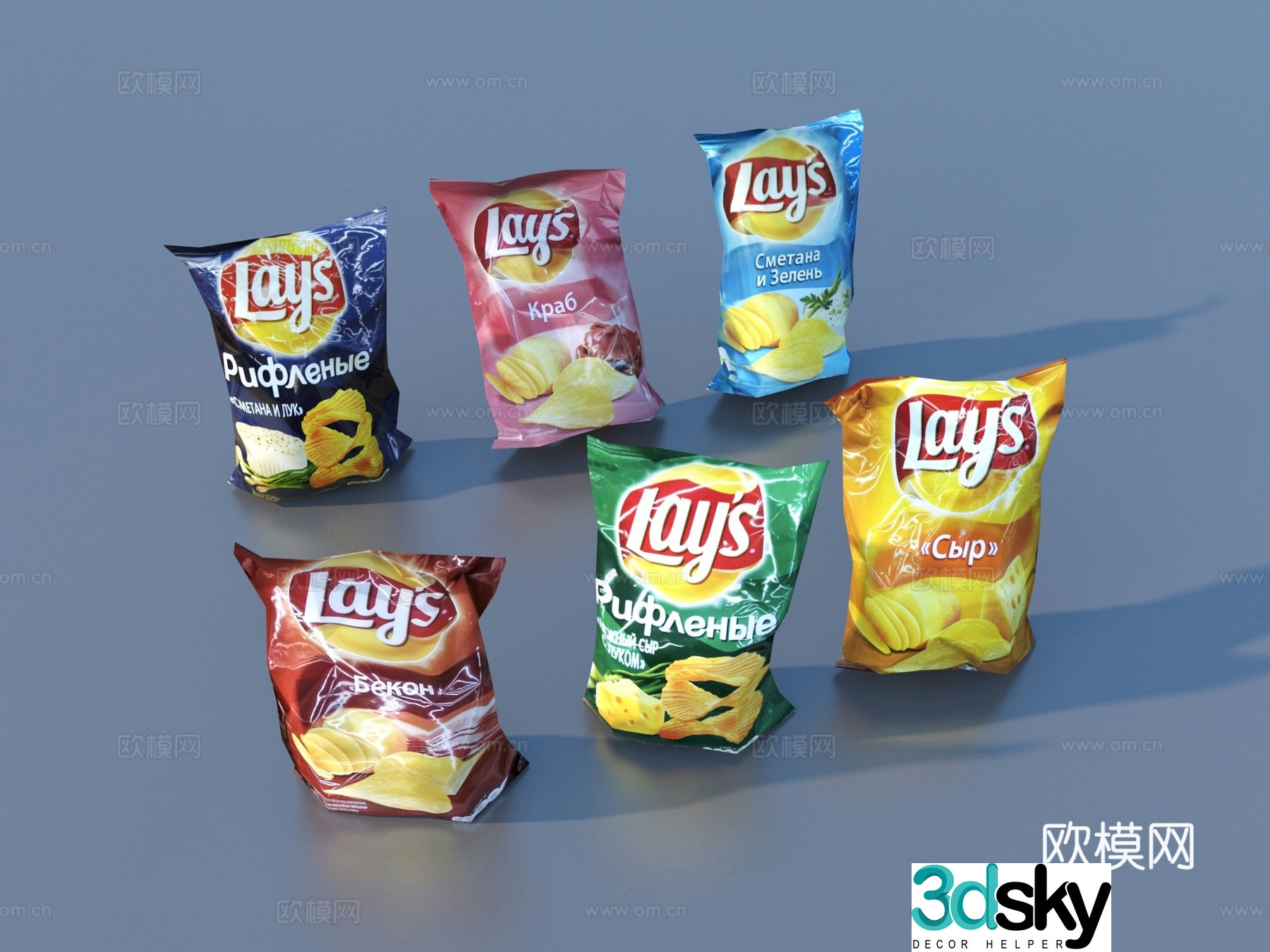 Potato chips snacks casual snacks 3d model