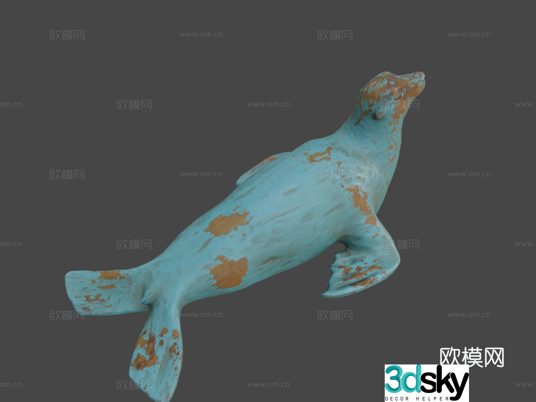 3d model of eared seal statue
