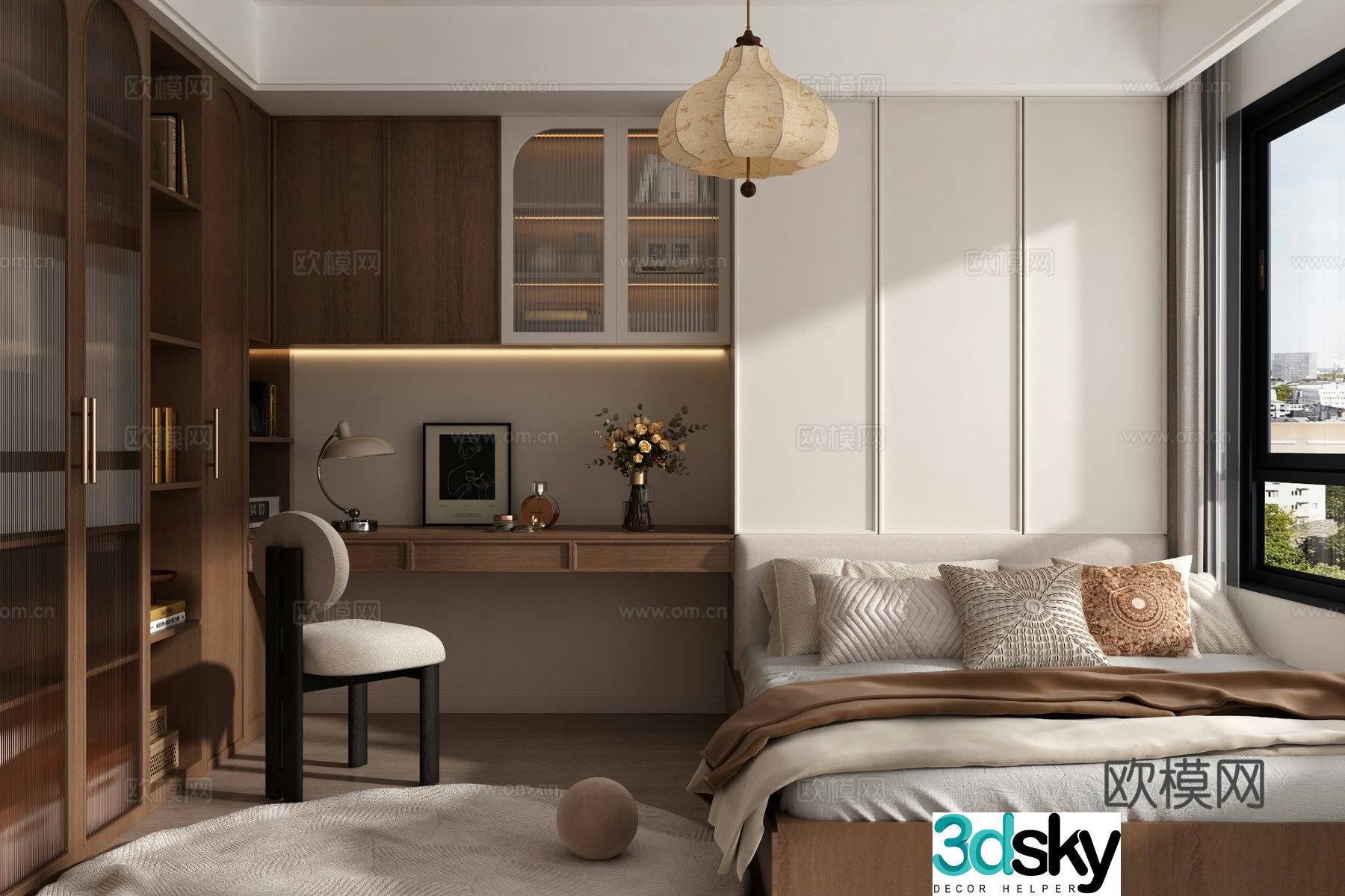 French retro tatami bedroom 3d model 3d model