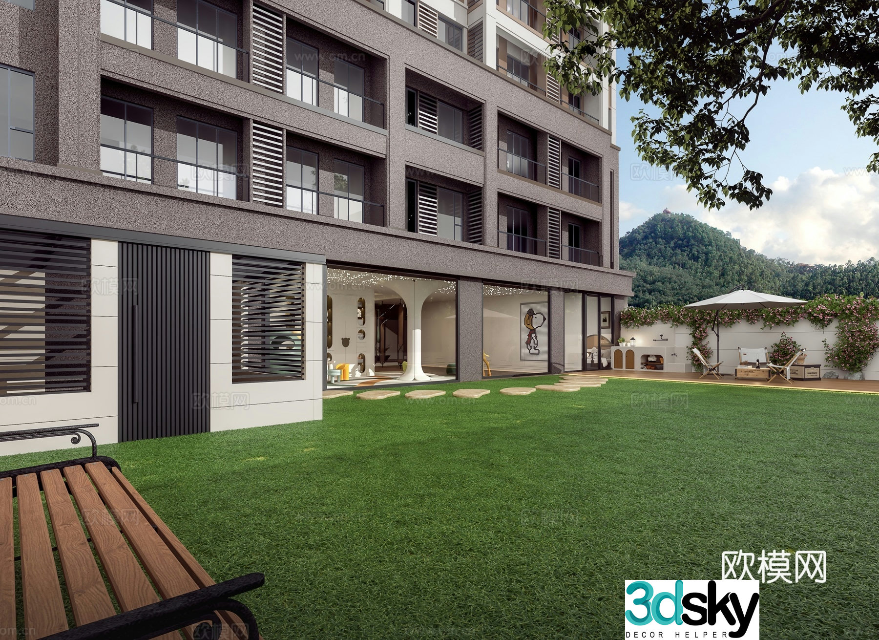 Modern garden 3d model