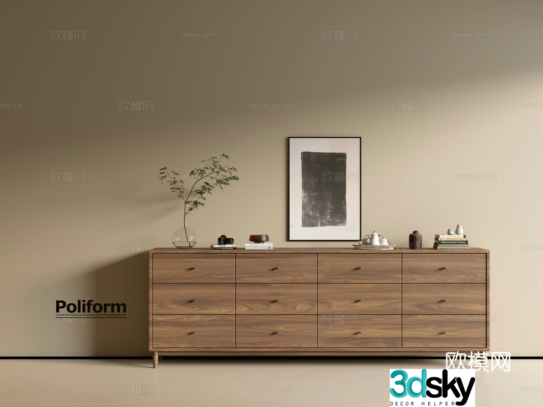 Modern wood grain cabinet ins wind minimalist wind cabinet whole cabinet sideboard balcony cabinet storage 3D model