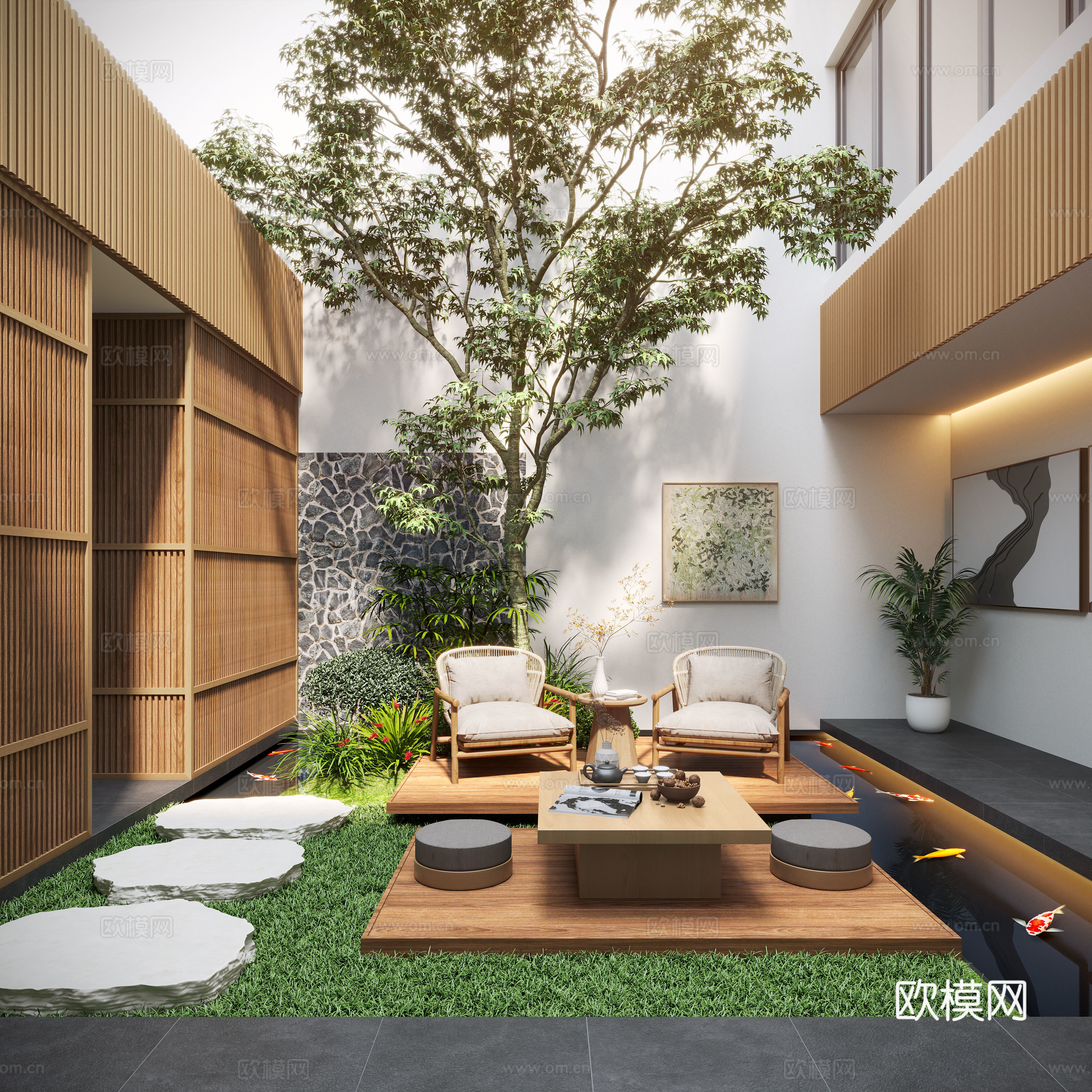 Modern courtyard family courtyard villa courtyard courtyard water view courtyard landscape leisure courtyard 3d model