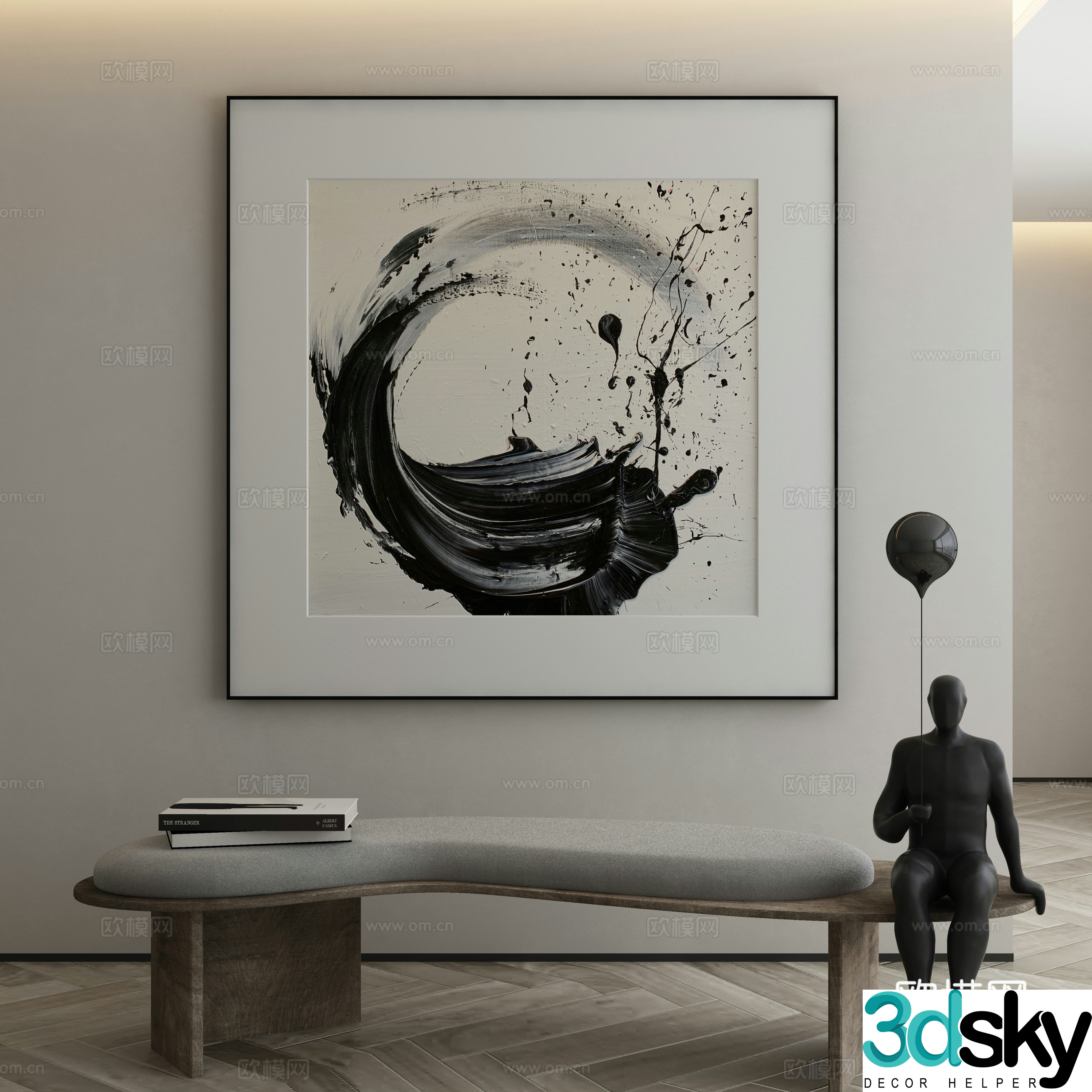 Modern Wasabi Hanging Painting Oil Painting 3D Model