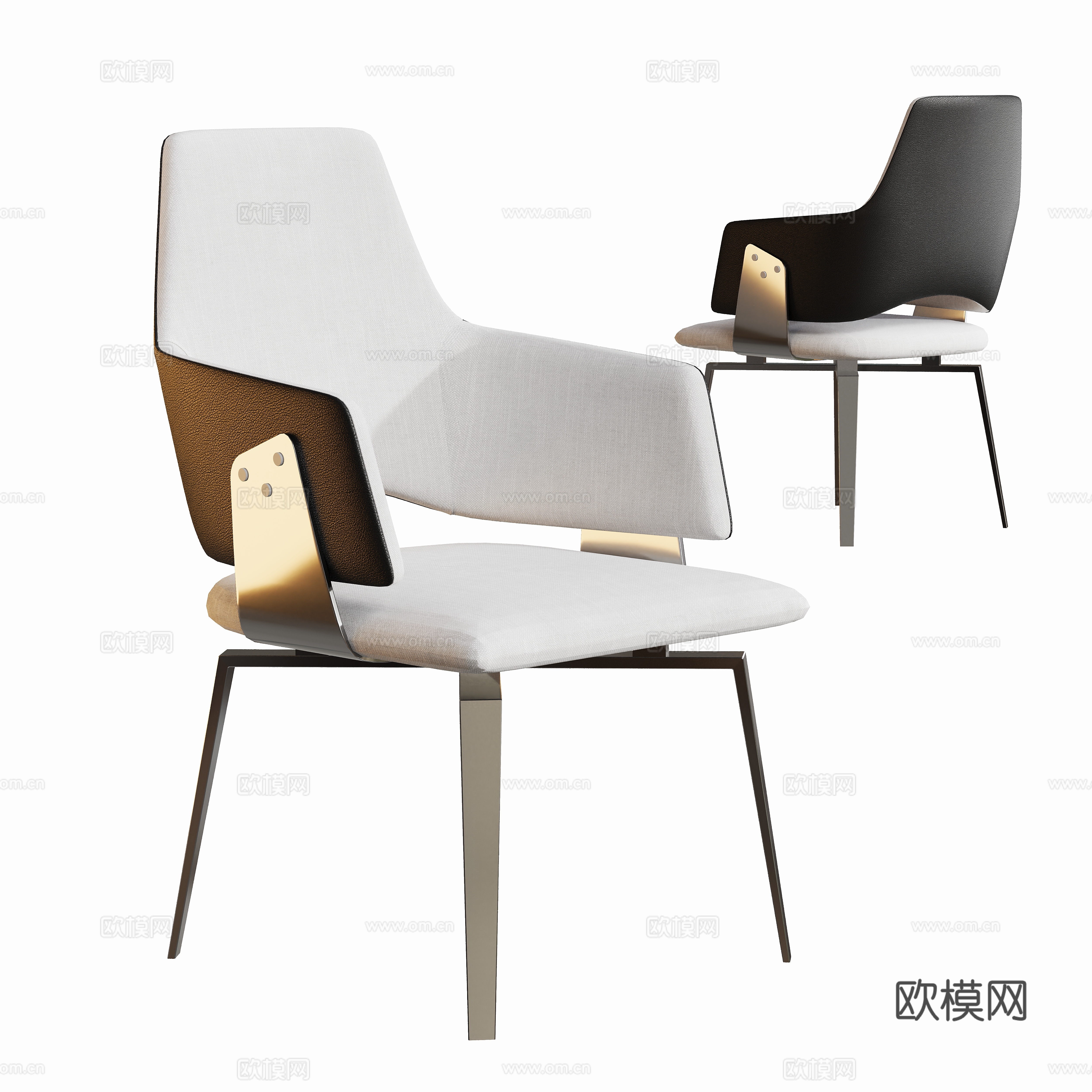 Modern metal dining chair 3d model