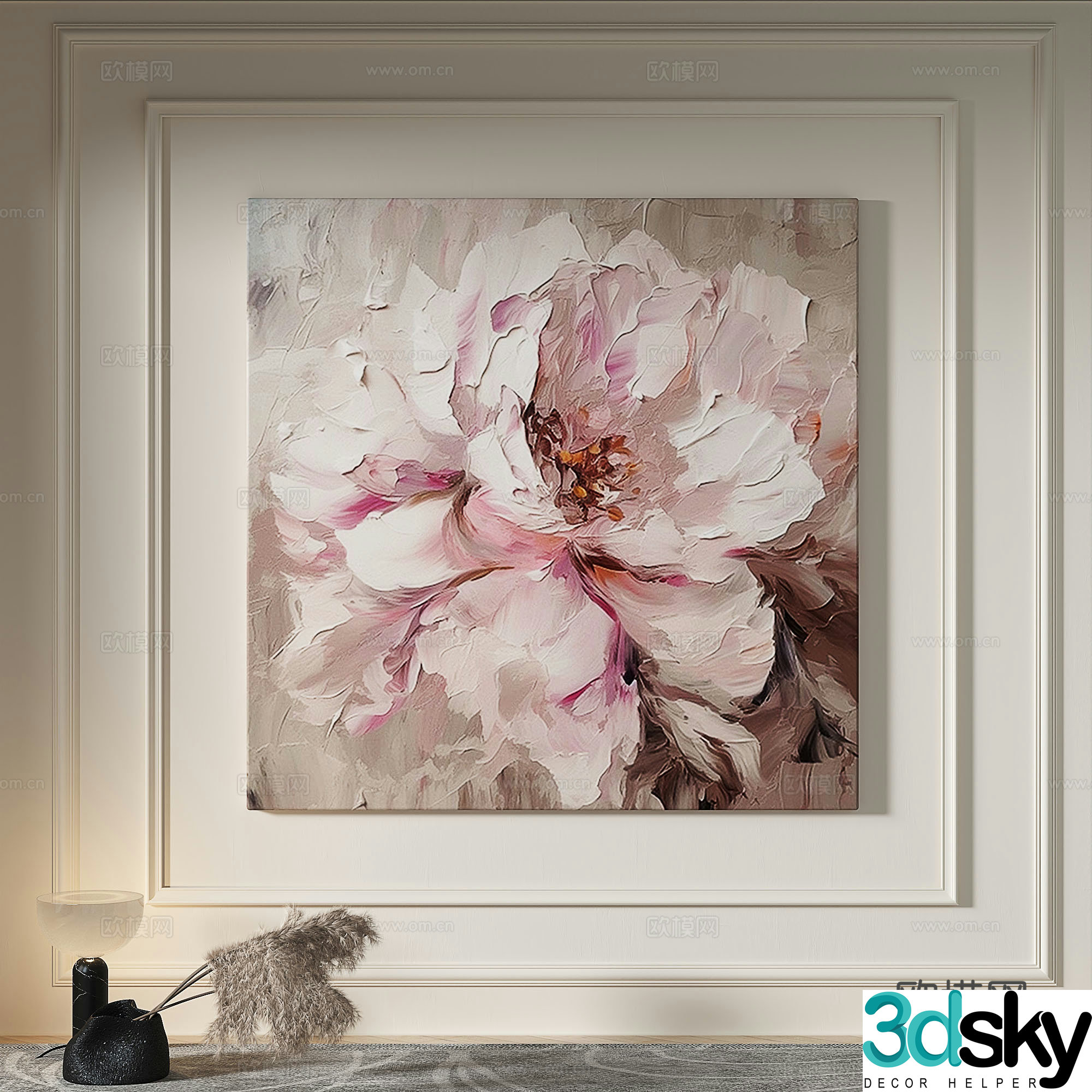Modern creamy style texture light luxury wasabi simple decorative painting 3d model