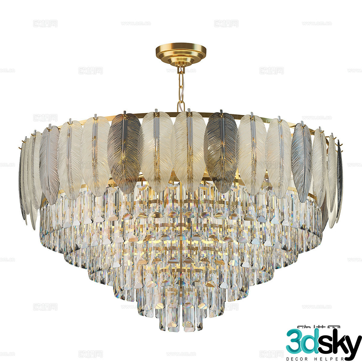 Modern simple chandelier chandelier simple chandelier glass chandelier lamp 3d model