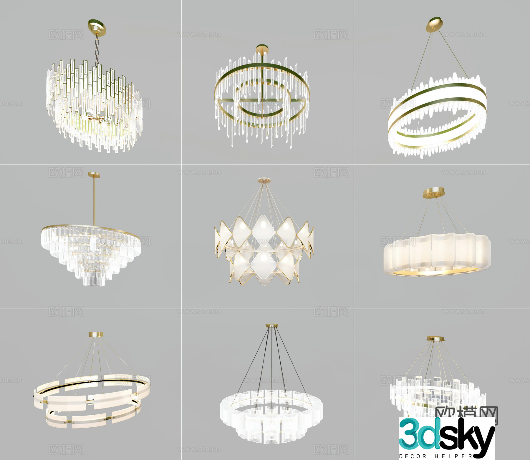 Modern crystal chandelier 3d model