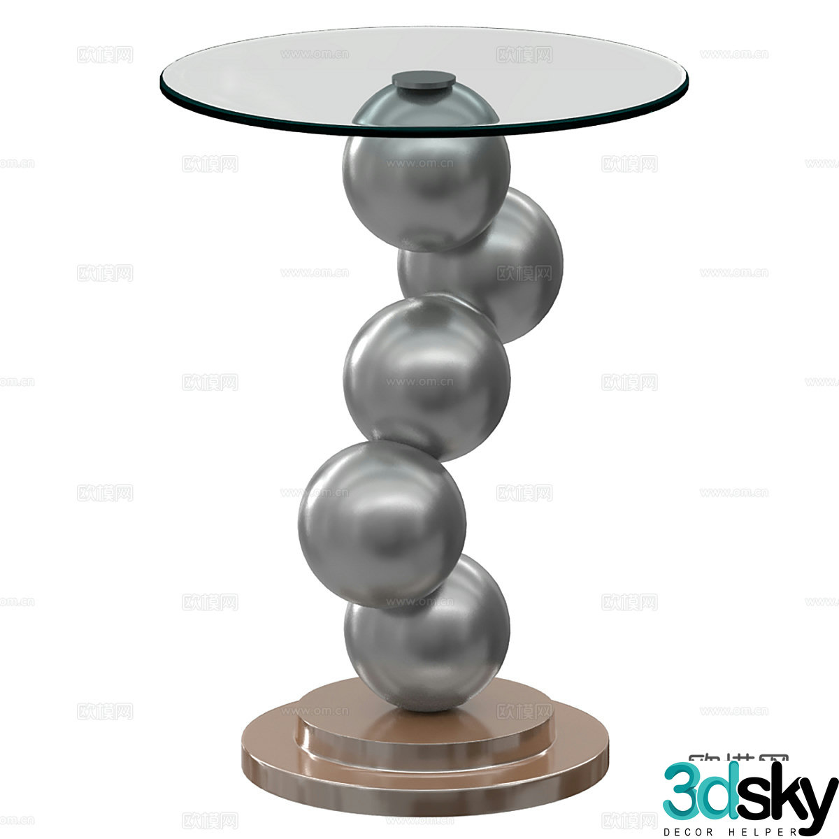 Modern Italian light luxury metal round edge 3D model