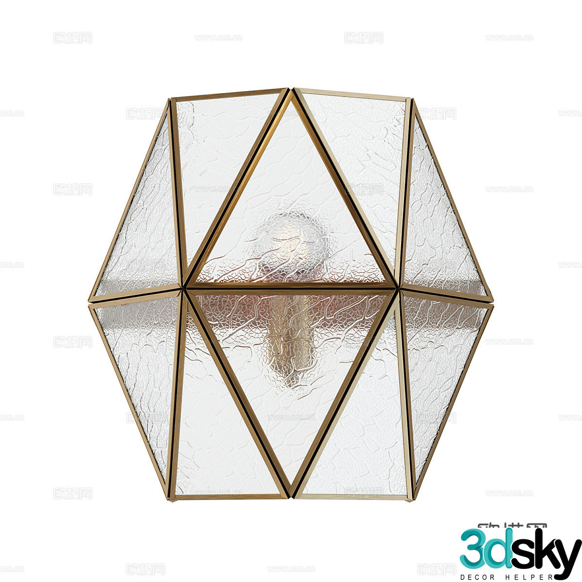 Modern light luxury ice crack glass decorative wall lamp 3d model