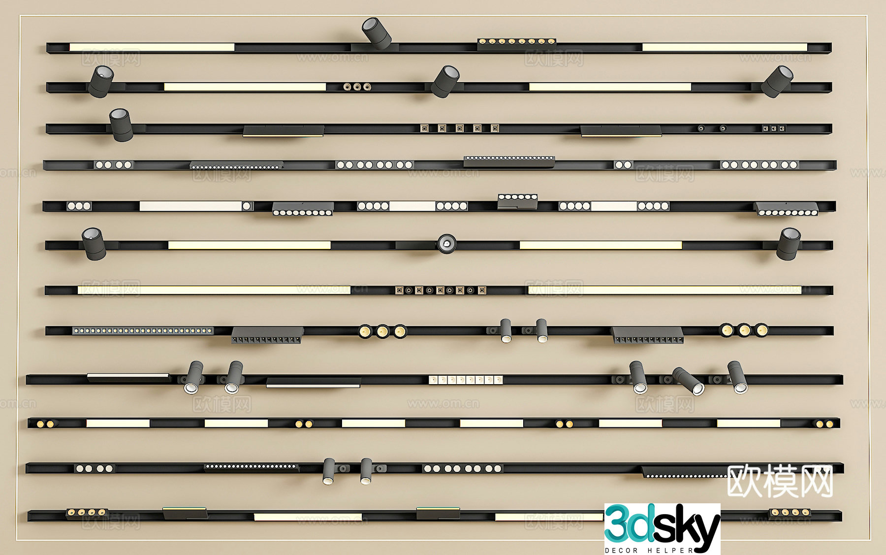 Track spotlight downlight linear lamp embedded downlight magnetic spotlight 3D model