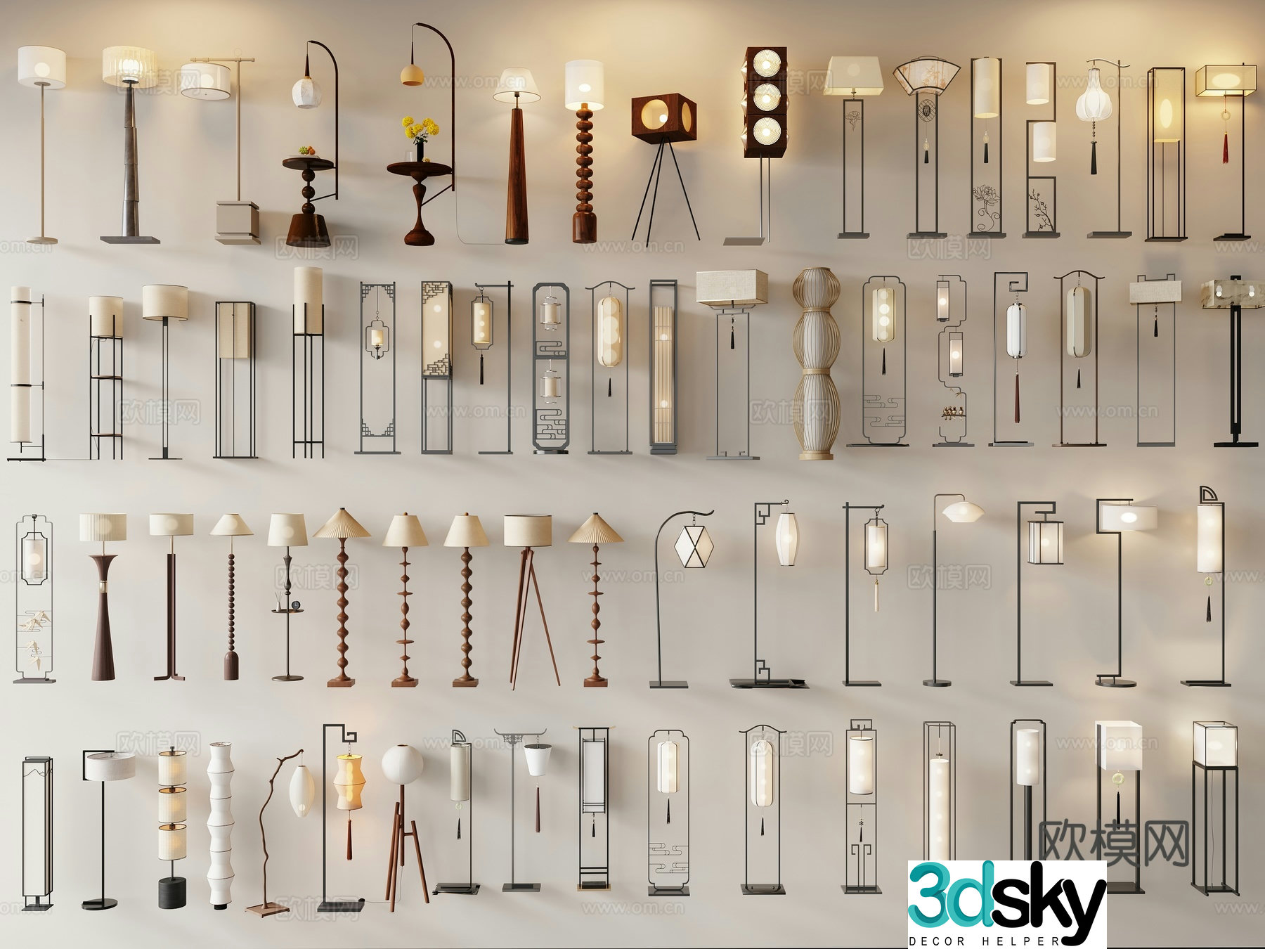 New Chinese style Song Family Floor Lamp Middle Ages 3D Model