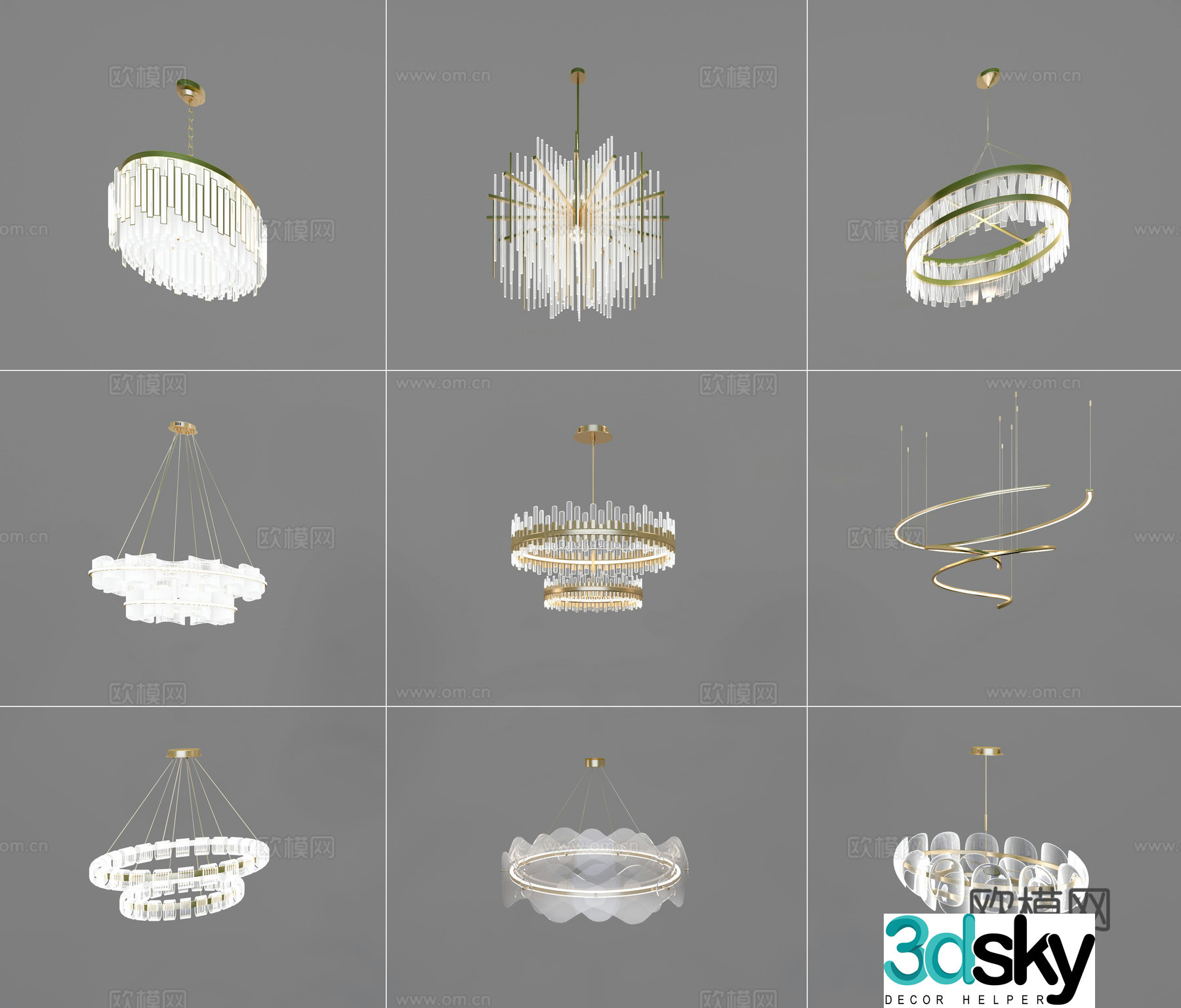 Modern crystal chandelier 3d model