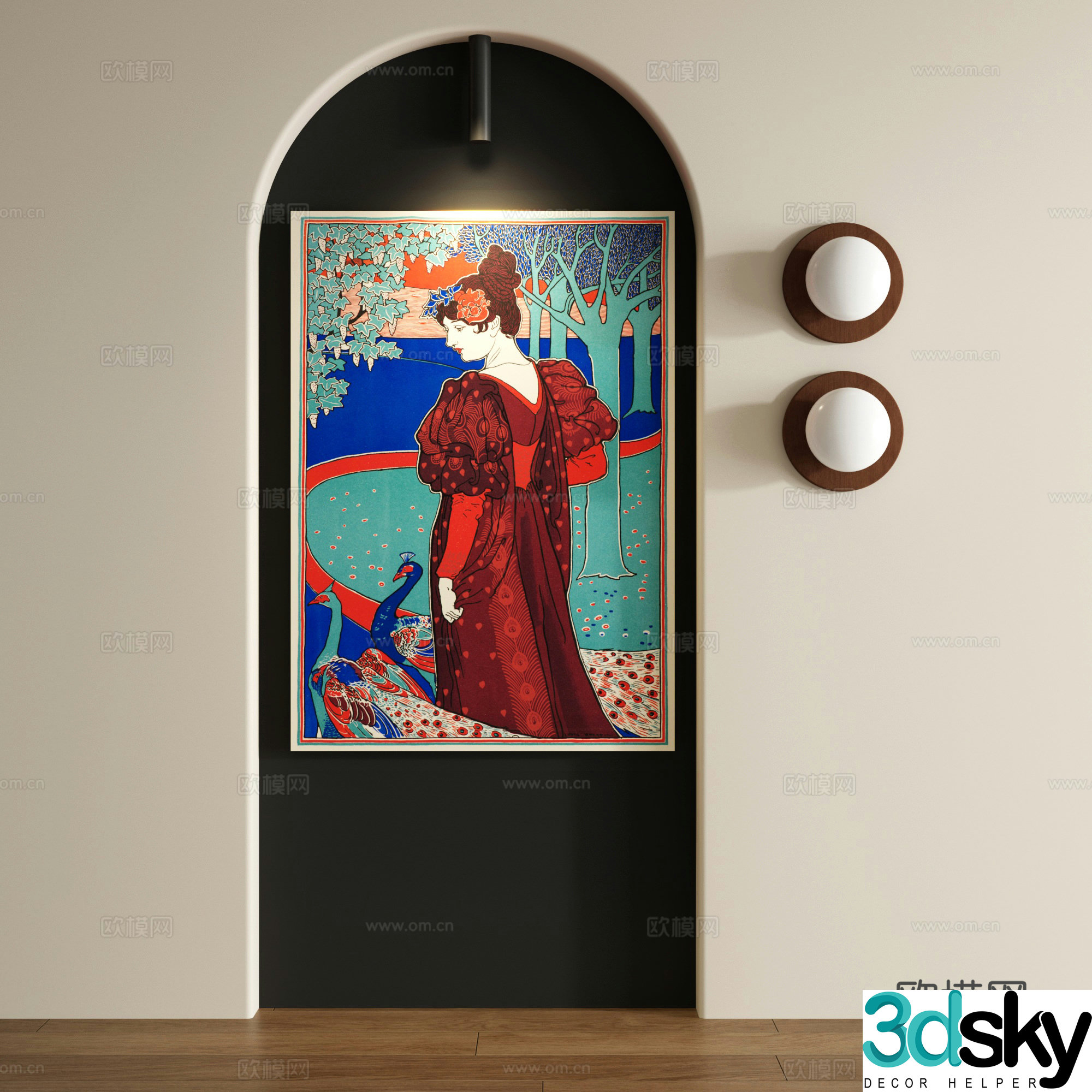 Retro abstract frameless drawing 3d model