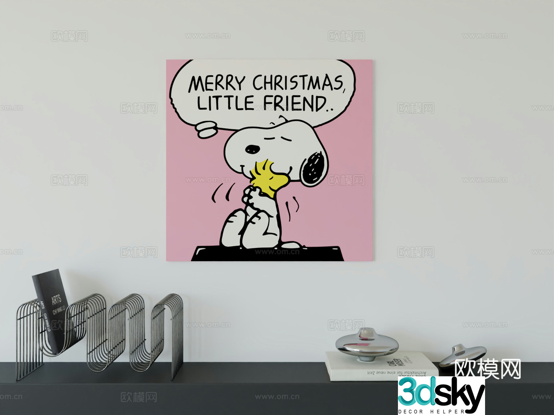 Modern minimalist cute cartoon animal girl room boy room hanging painting 3d model