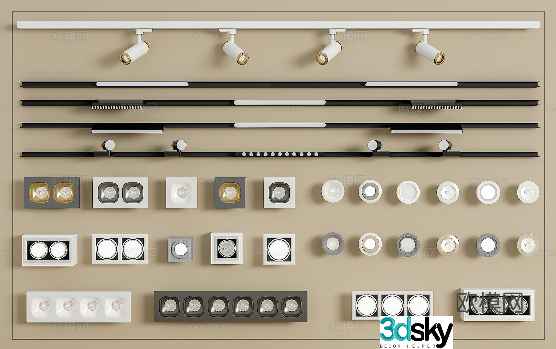 Track spotlight downlight linear lamp embedded downlight magnetic spotlight 3D model