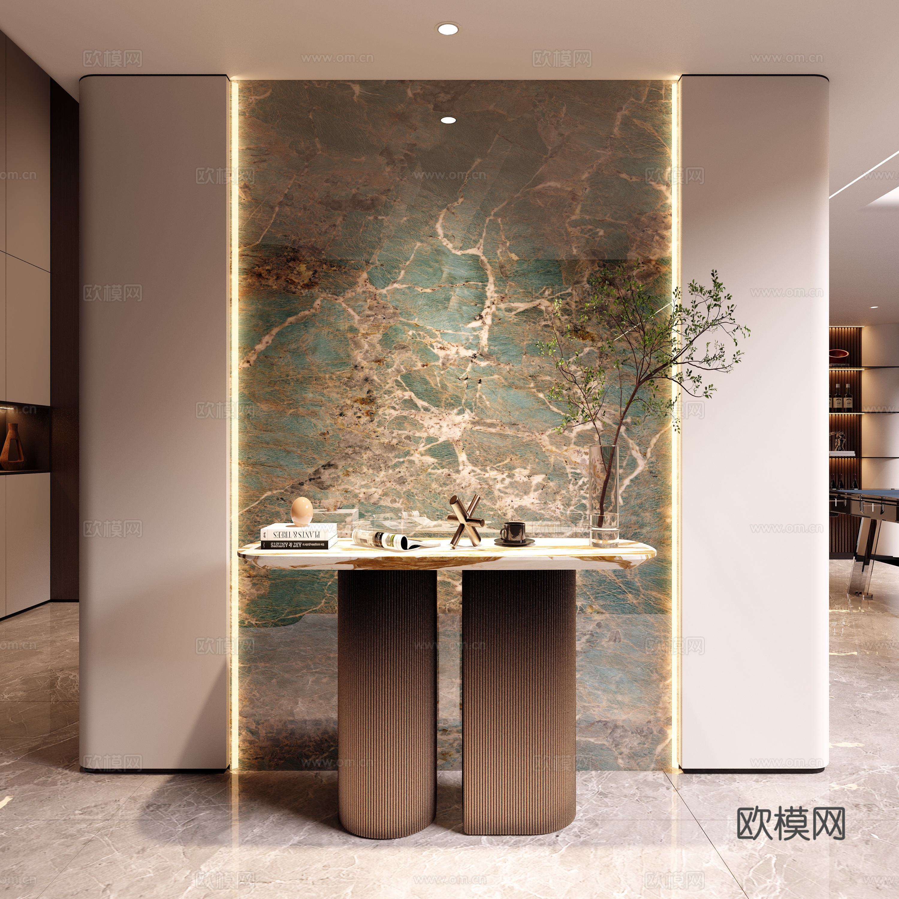 Modern marble end viewing platform decorative entrance 3D model