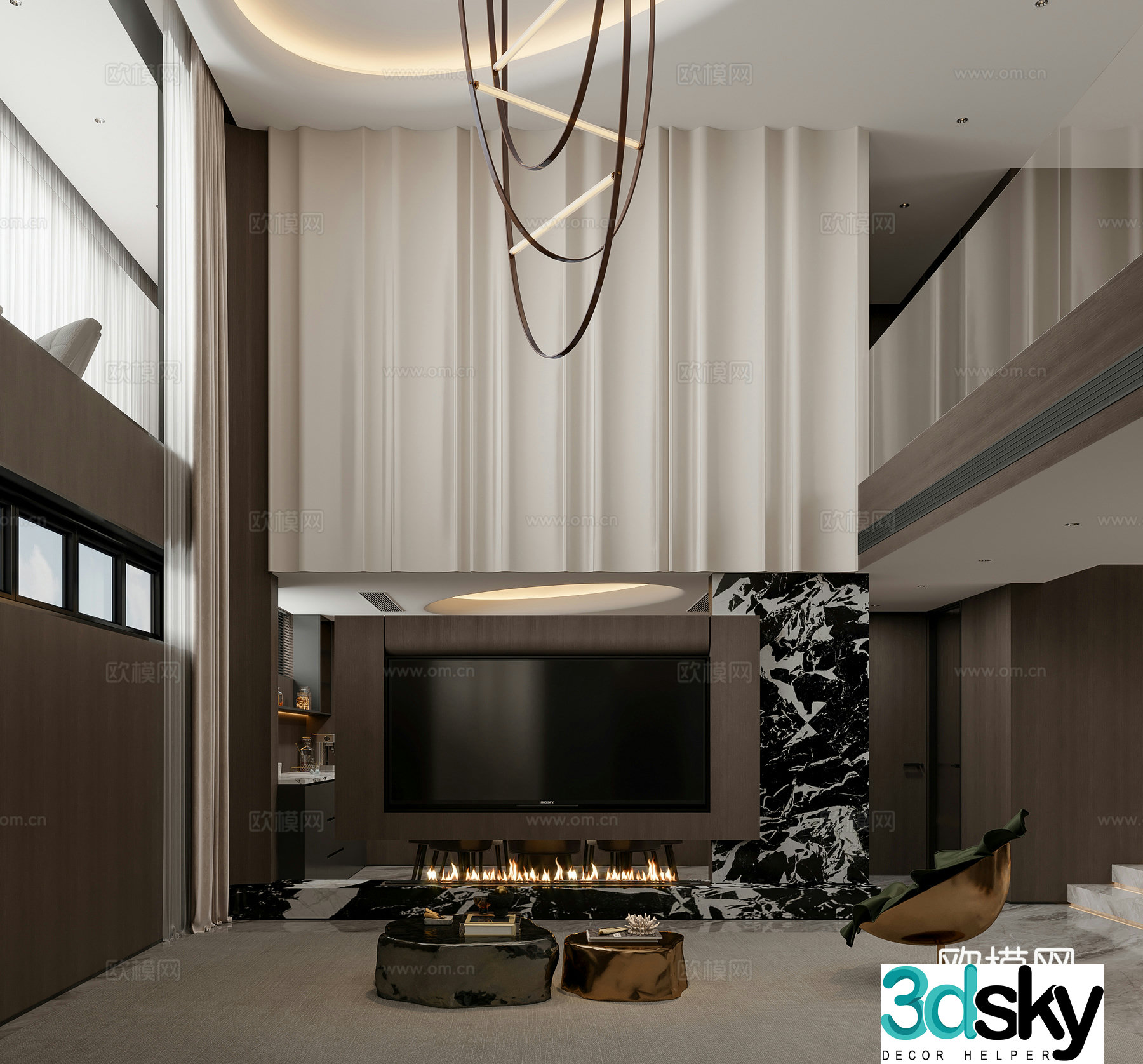 Italian light luxury villa 3D model