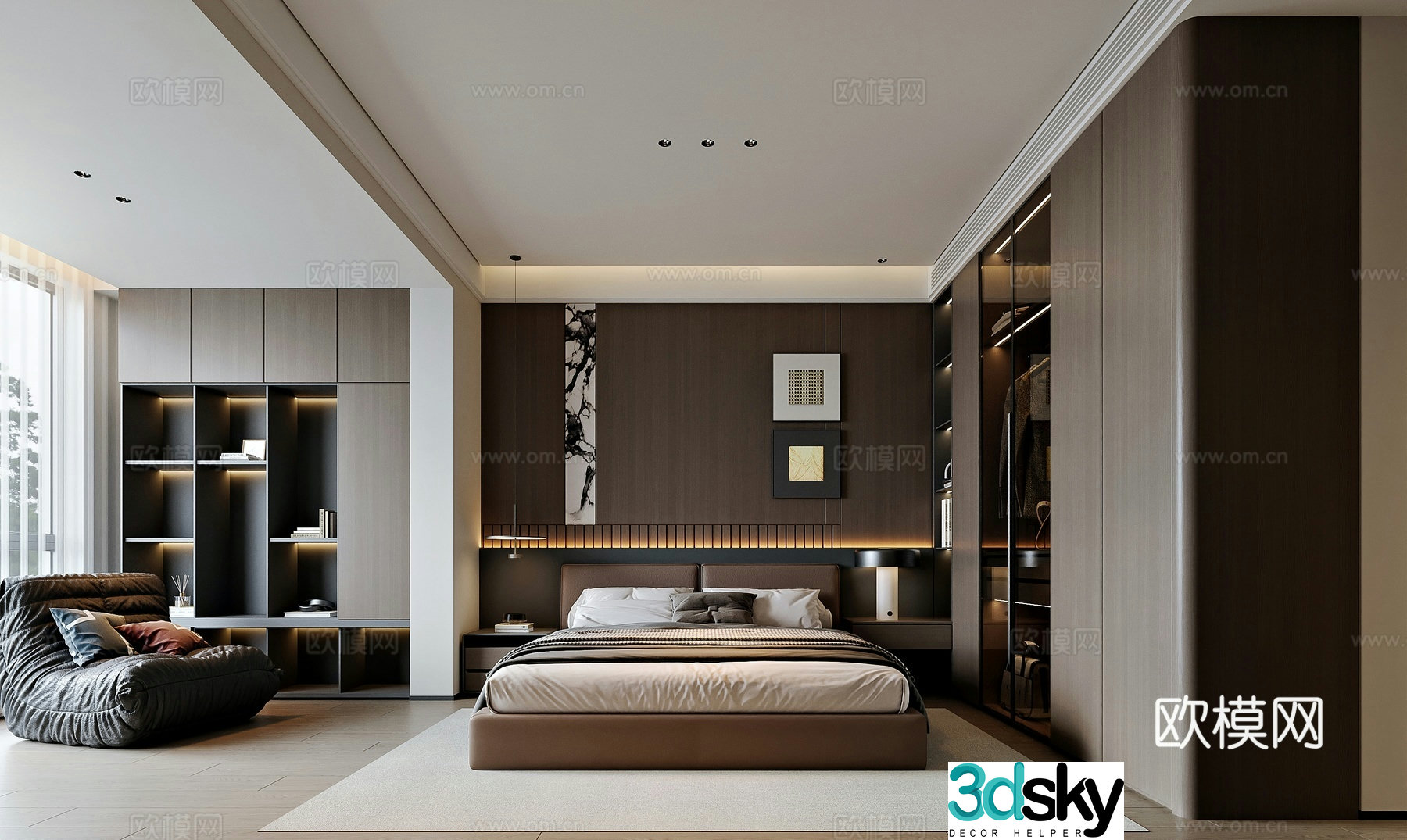 Modern style home bedroom 3d model