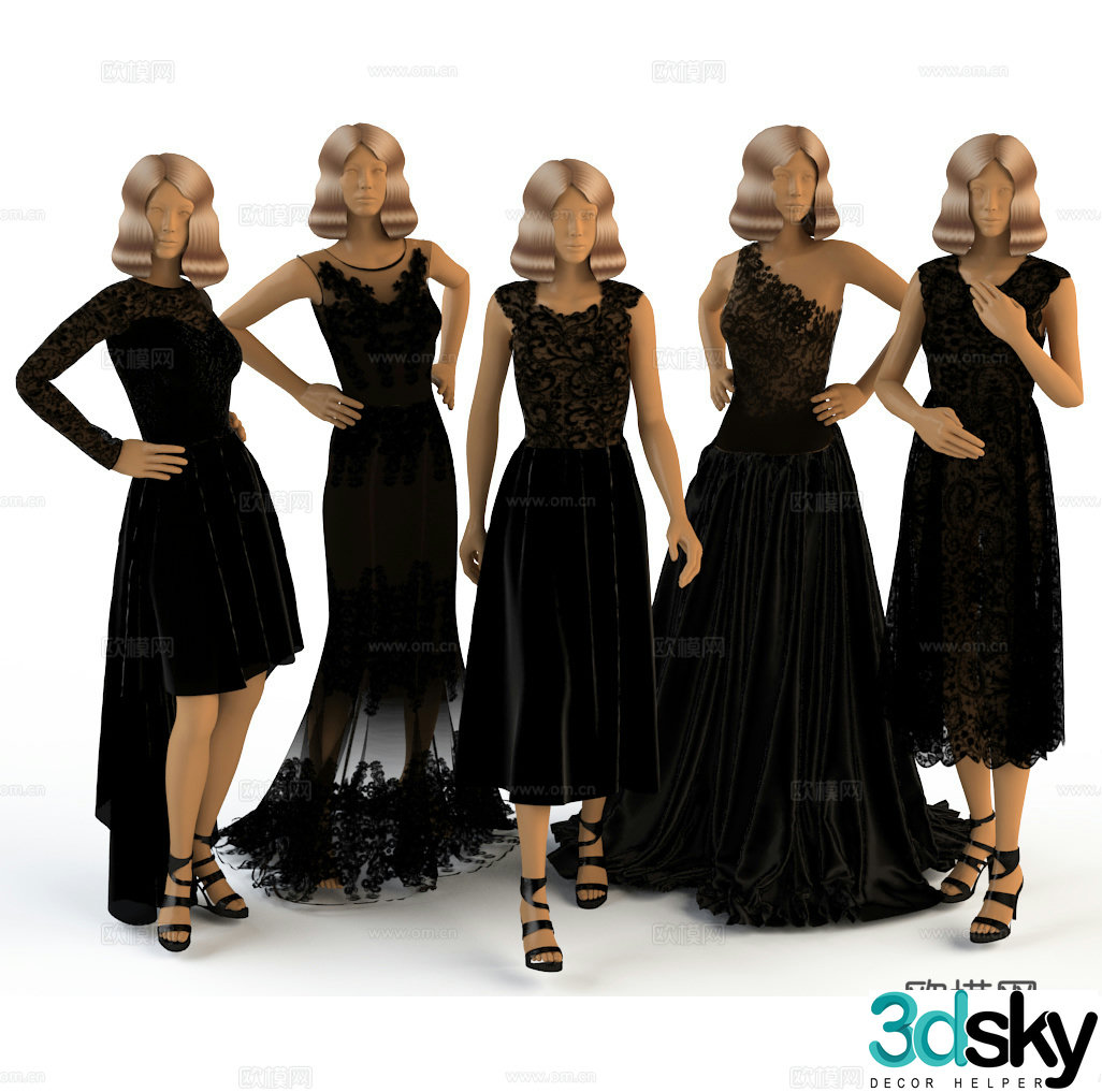Model evening dress 3d model