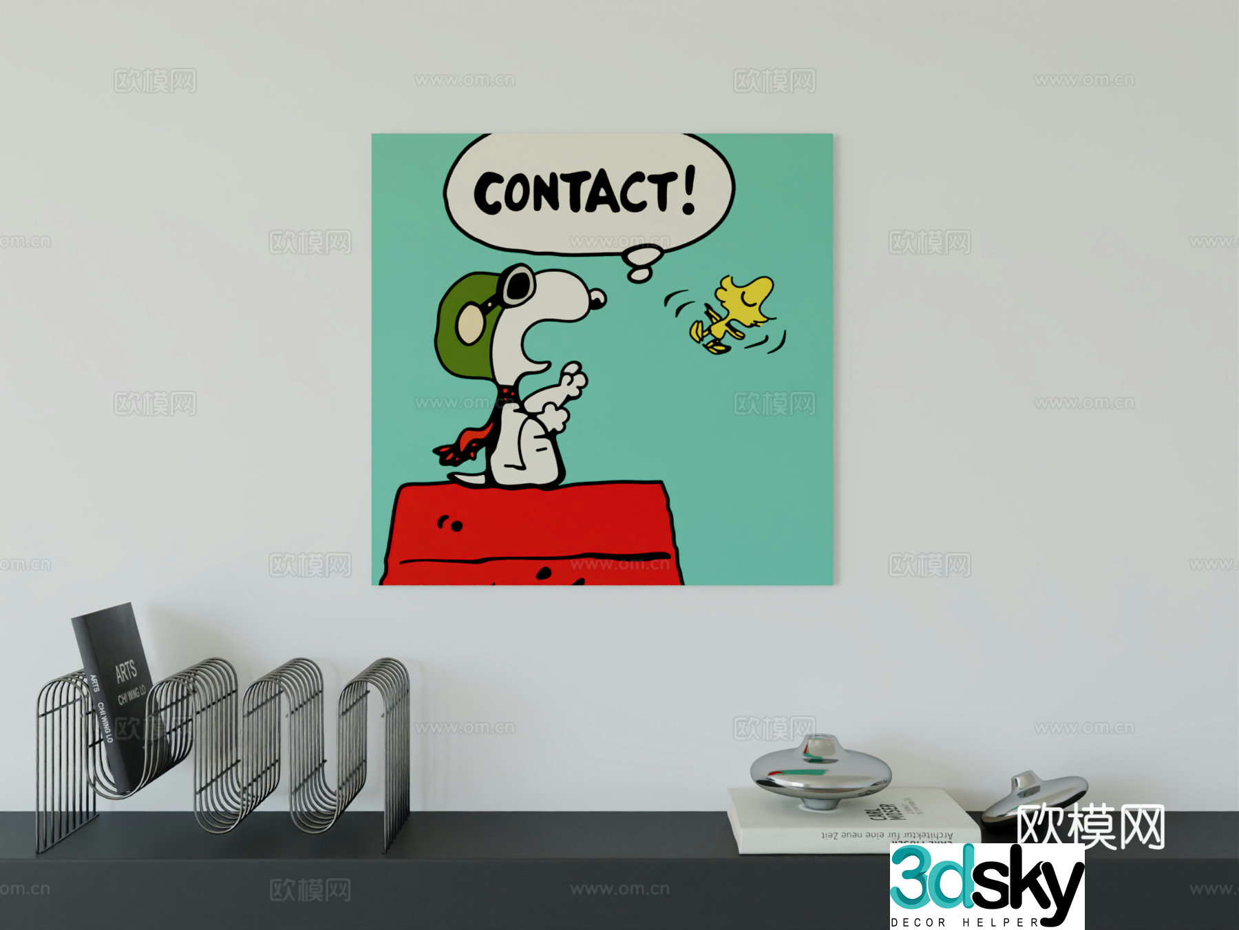 Modern minimalist cute cartoon animal girl room boy room hanging painting 3d model