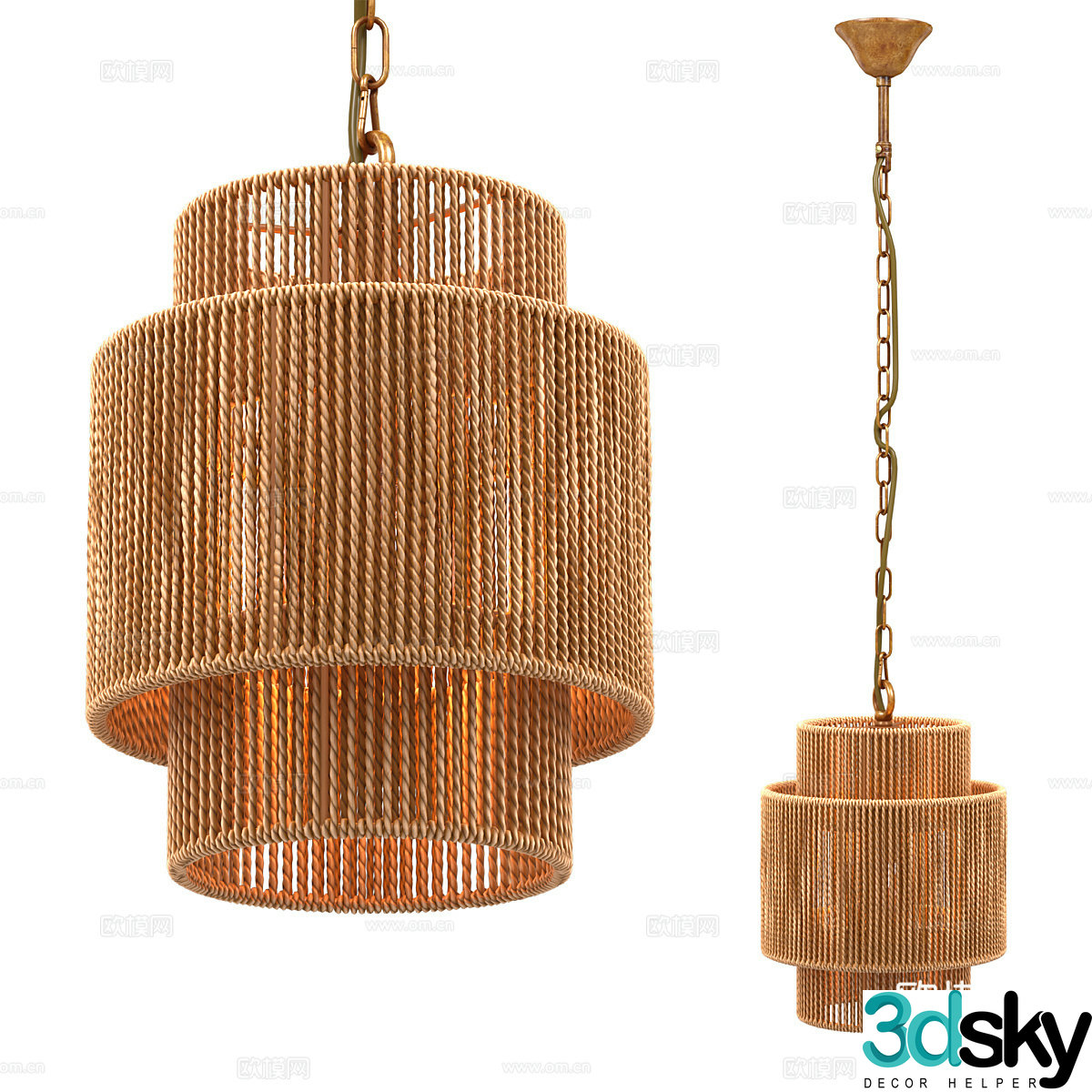 New Chinese style wasabi decorative chandelier 3D model