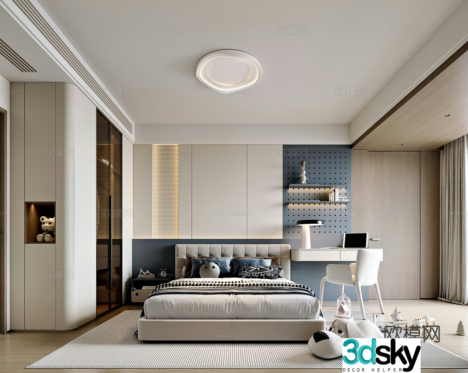 Modern style home bedroom children’s room 3d model