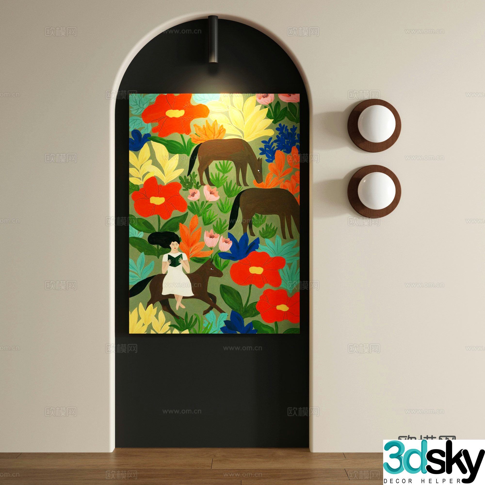 Retro abstract frameless drawing 3d model