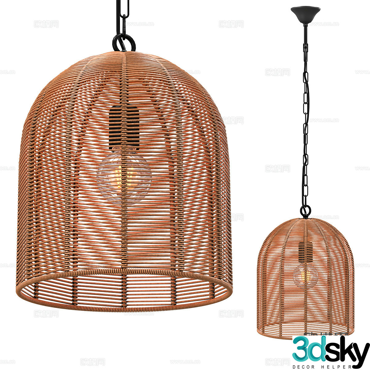 New Chinese style wasabi decorative chandelier 3D model