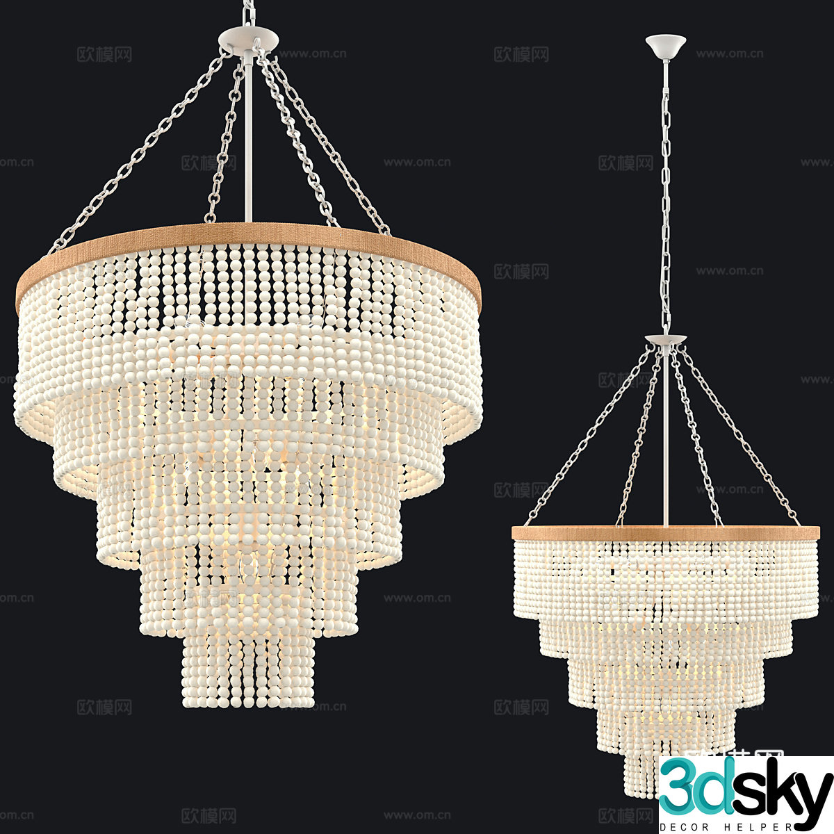 New Chinese style wasabi decorative chandelier 3D model