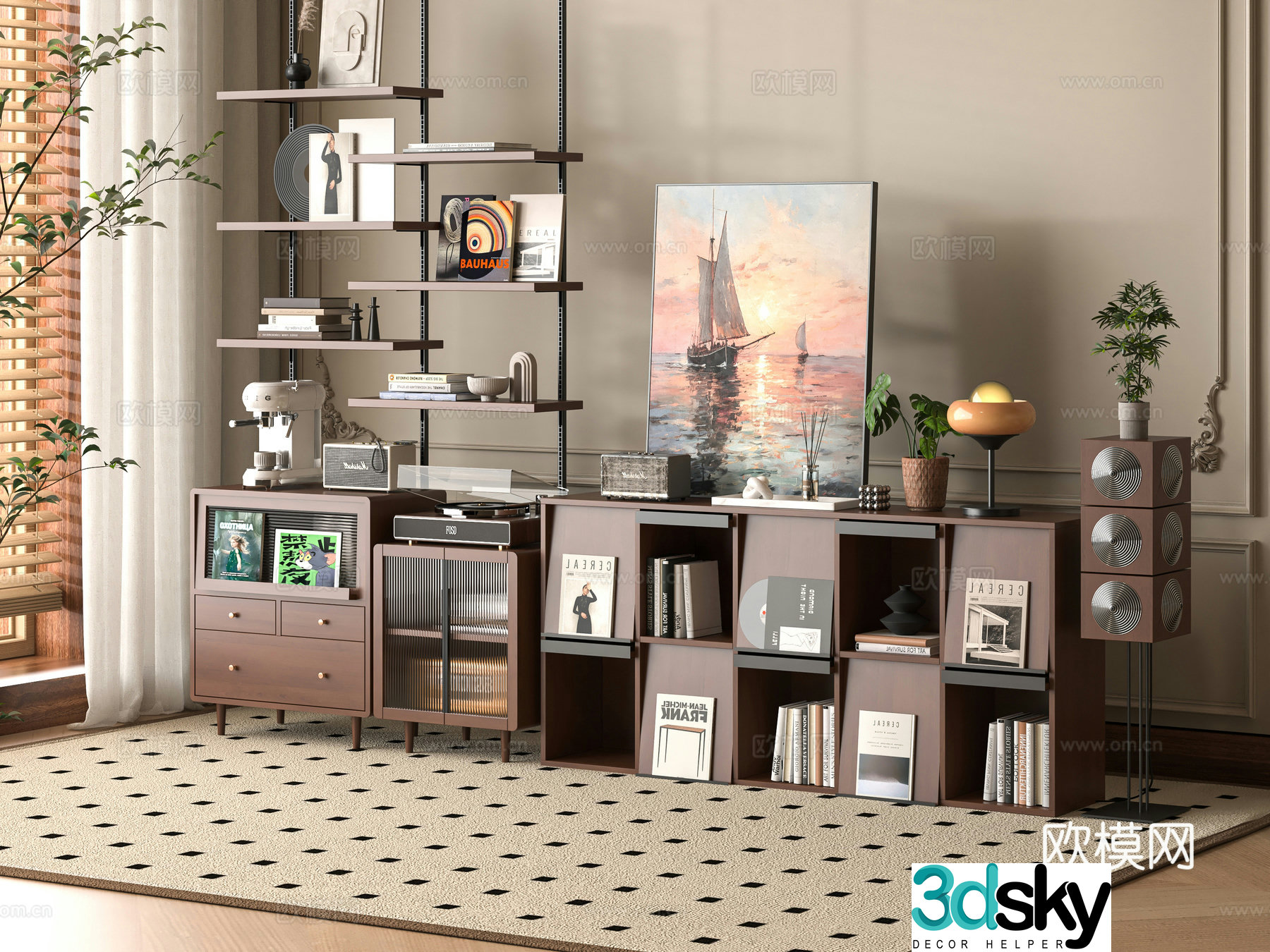 Modern bookcase 3d model