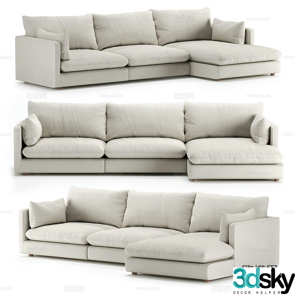 Modern Italian fabric corner sofa 3D model
