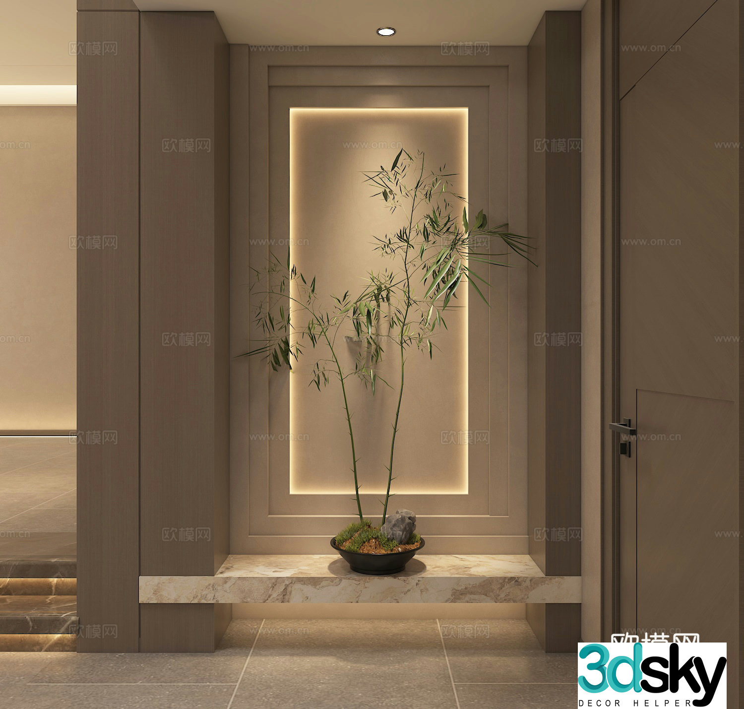 Modern entrance hallway entrance hall shape 3D model