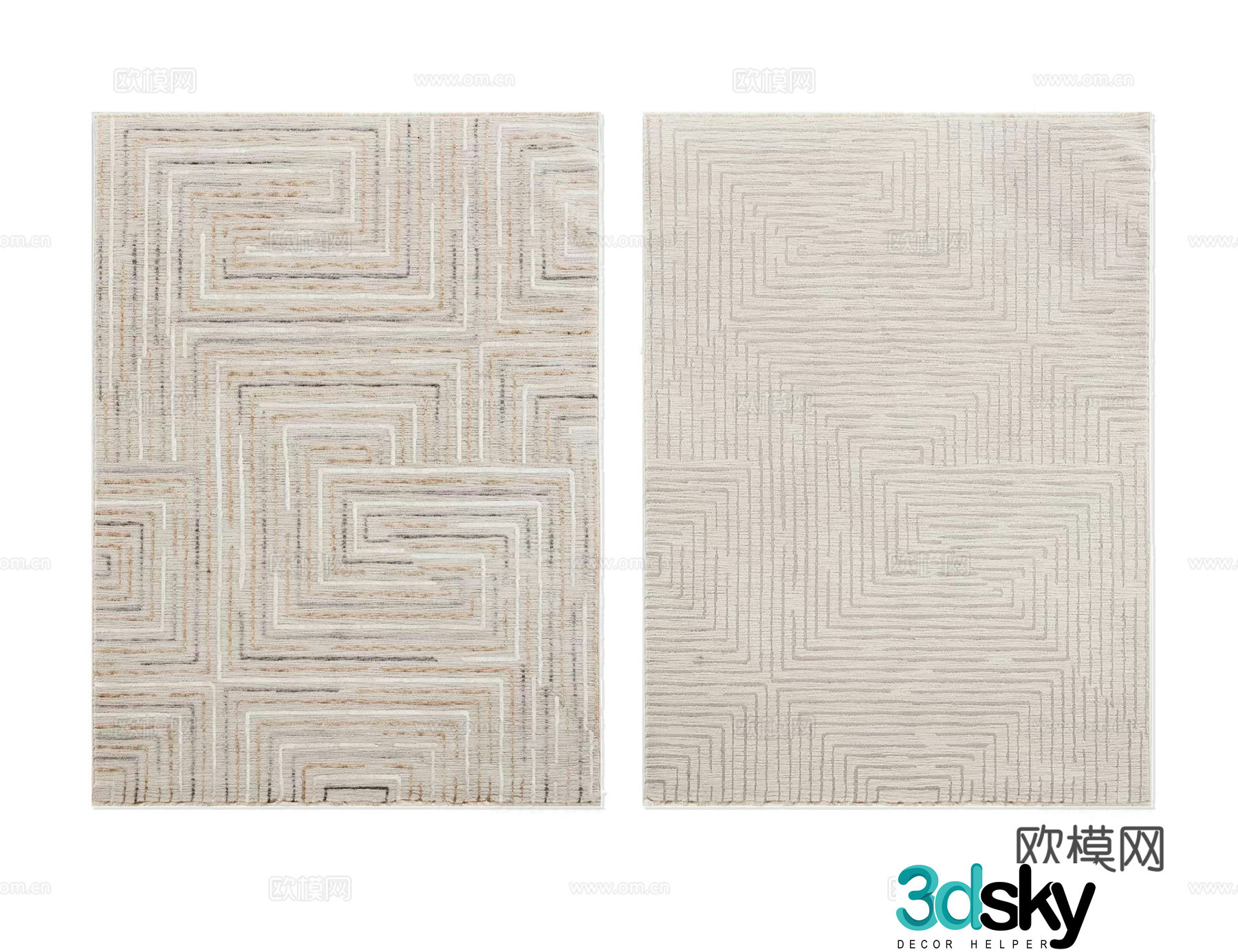 Modern carpet geometric carpet Cream carpet Simple carpet Plain square carpet Minimalist carpet Rice 3D model