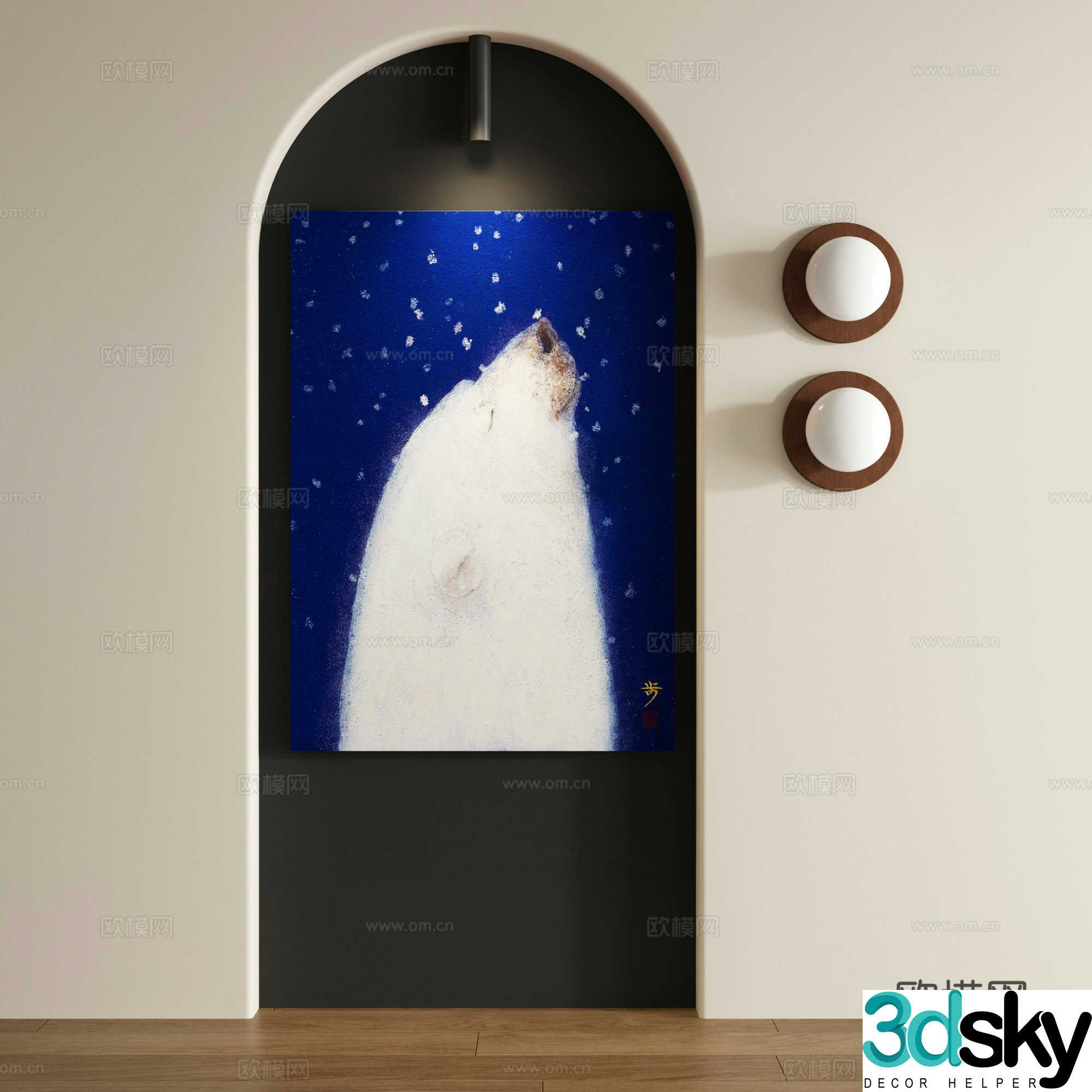 Retro abstract frameless drawing 3d model