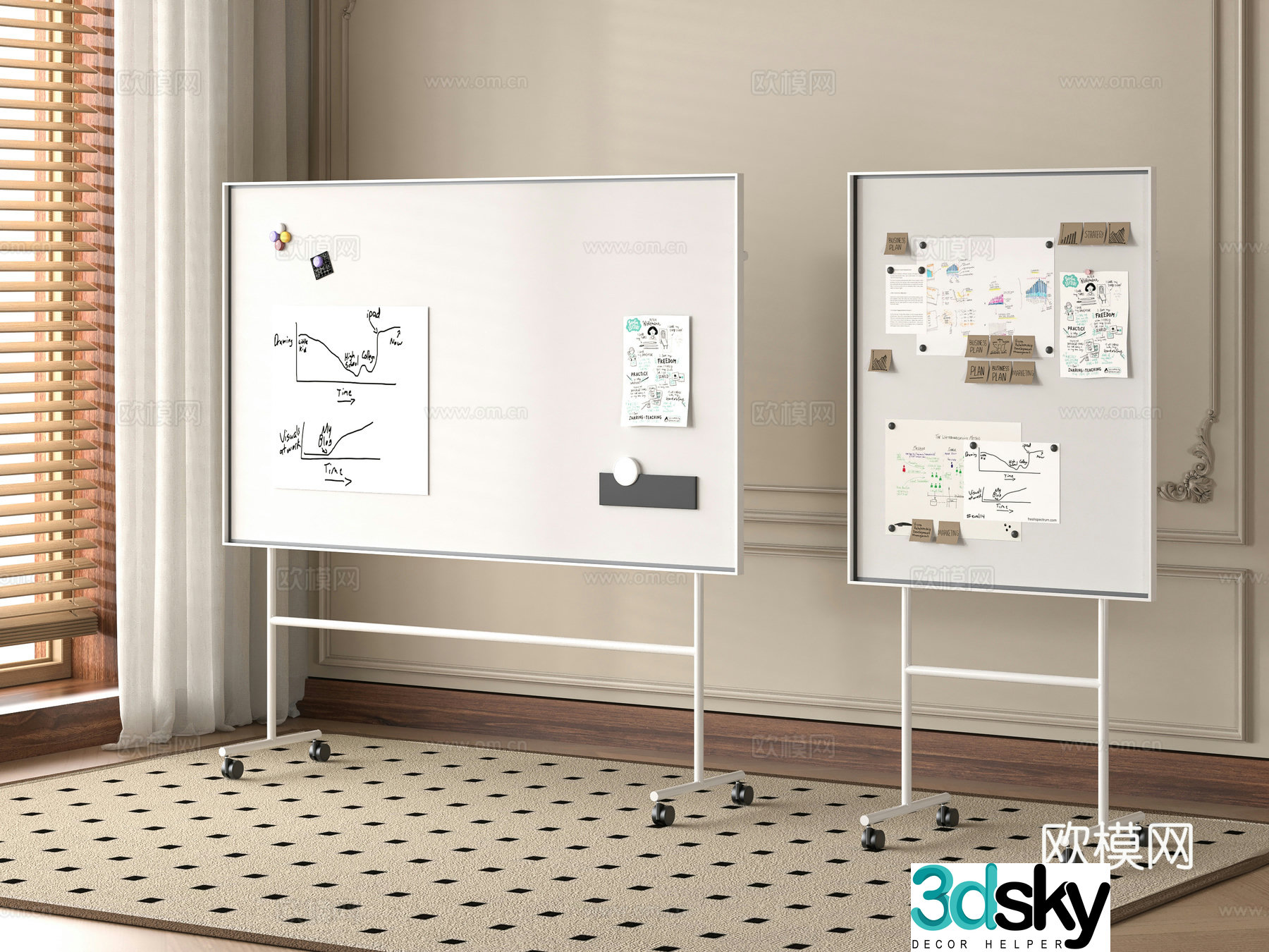 Modern mobile whiteboard 3d model