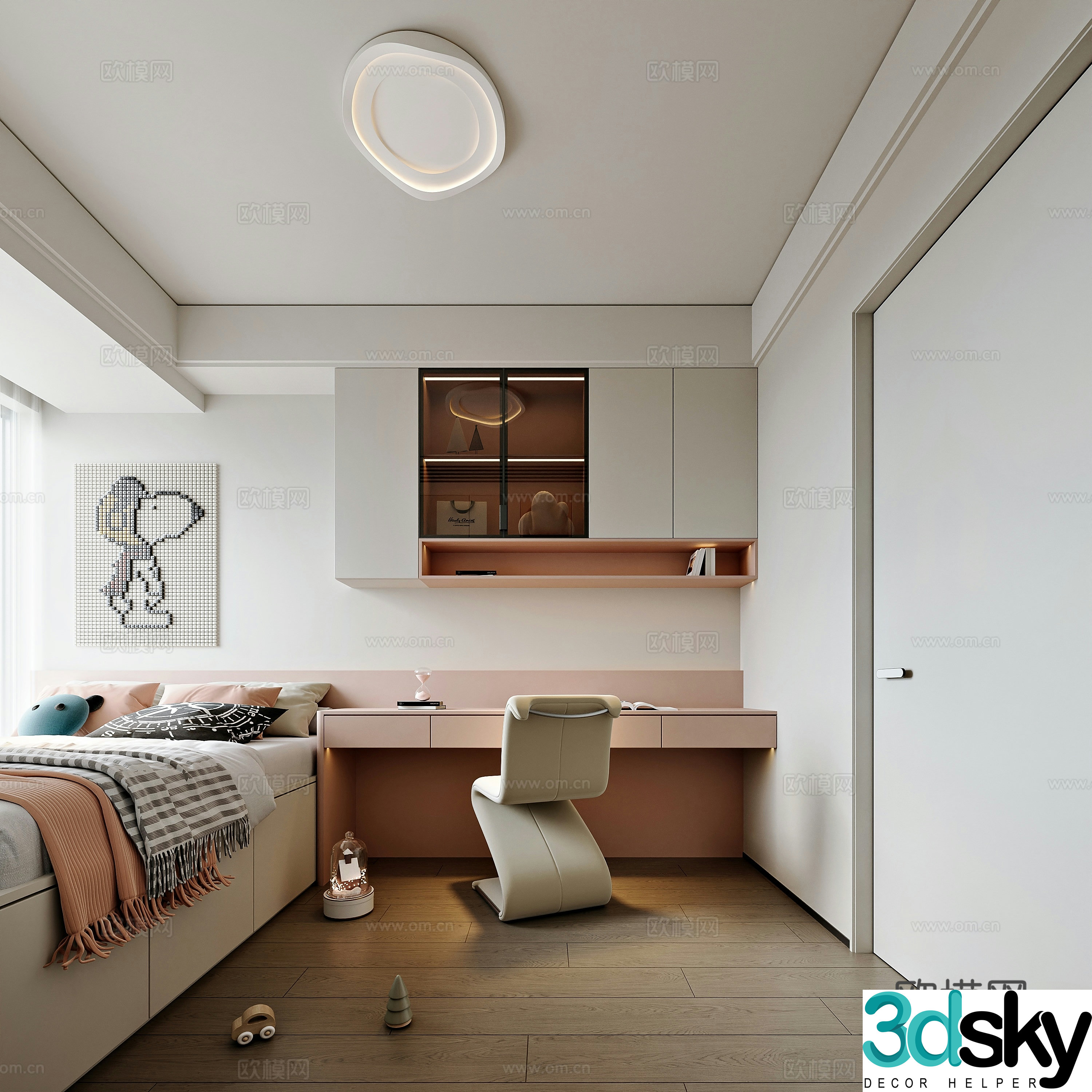 Modern style home bedroom girl room 3d model