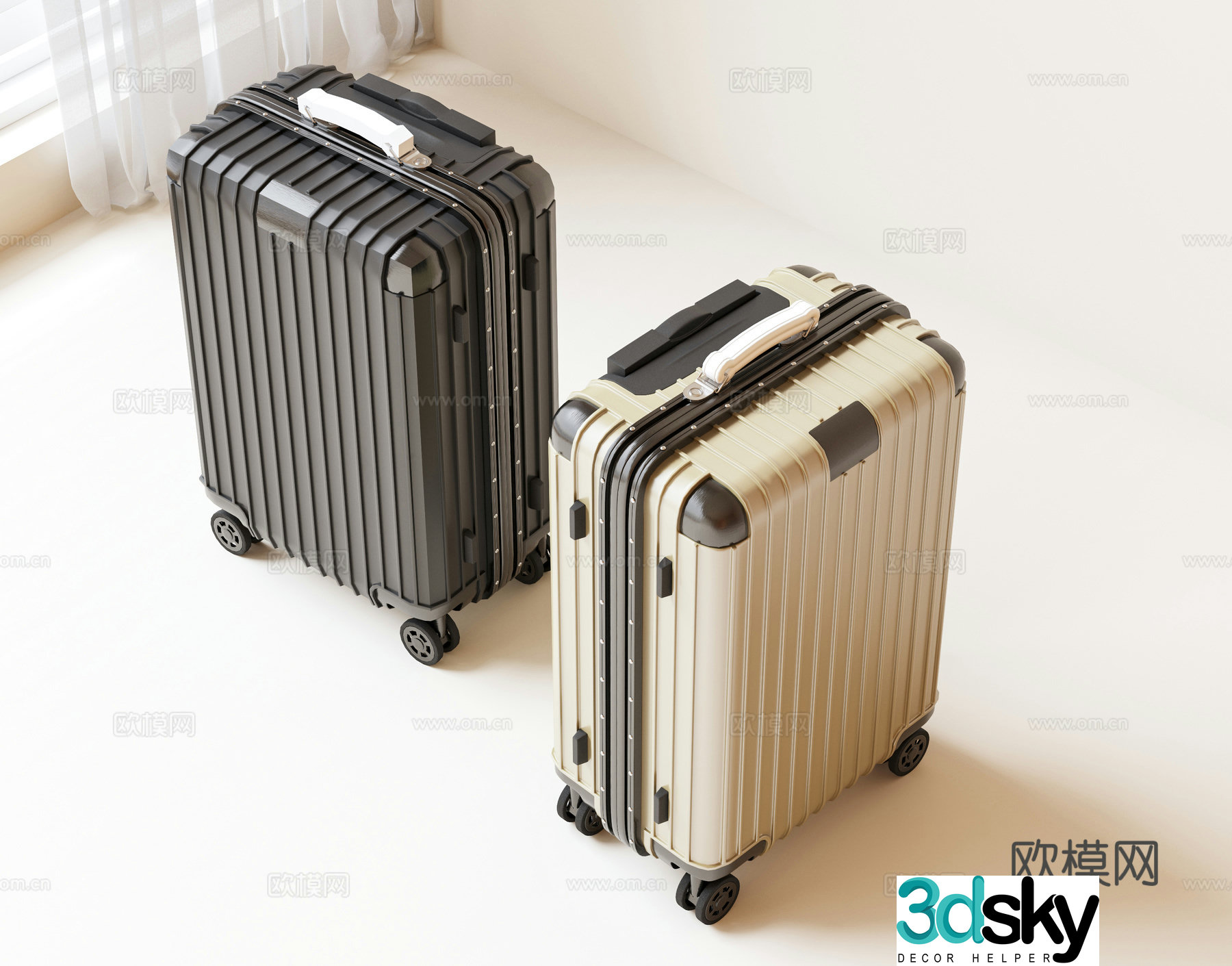 suitcase suitcase trolley case luggage password box box 3d model